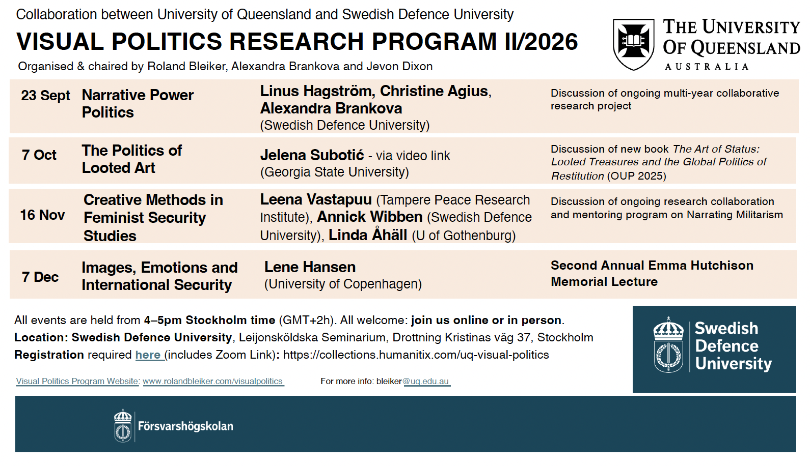 Upcoming Visual Politics Event: Linus Hagström, Christine Agius and Alexandra Brankova on Narrative Power Politics