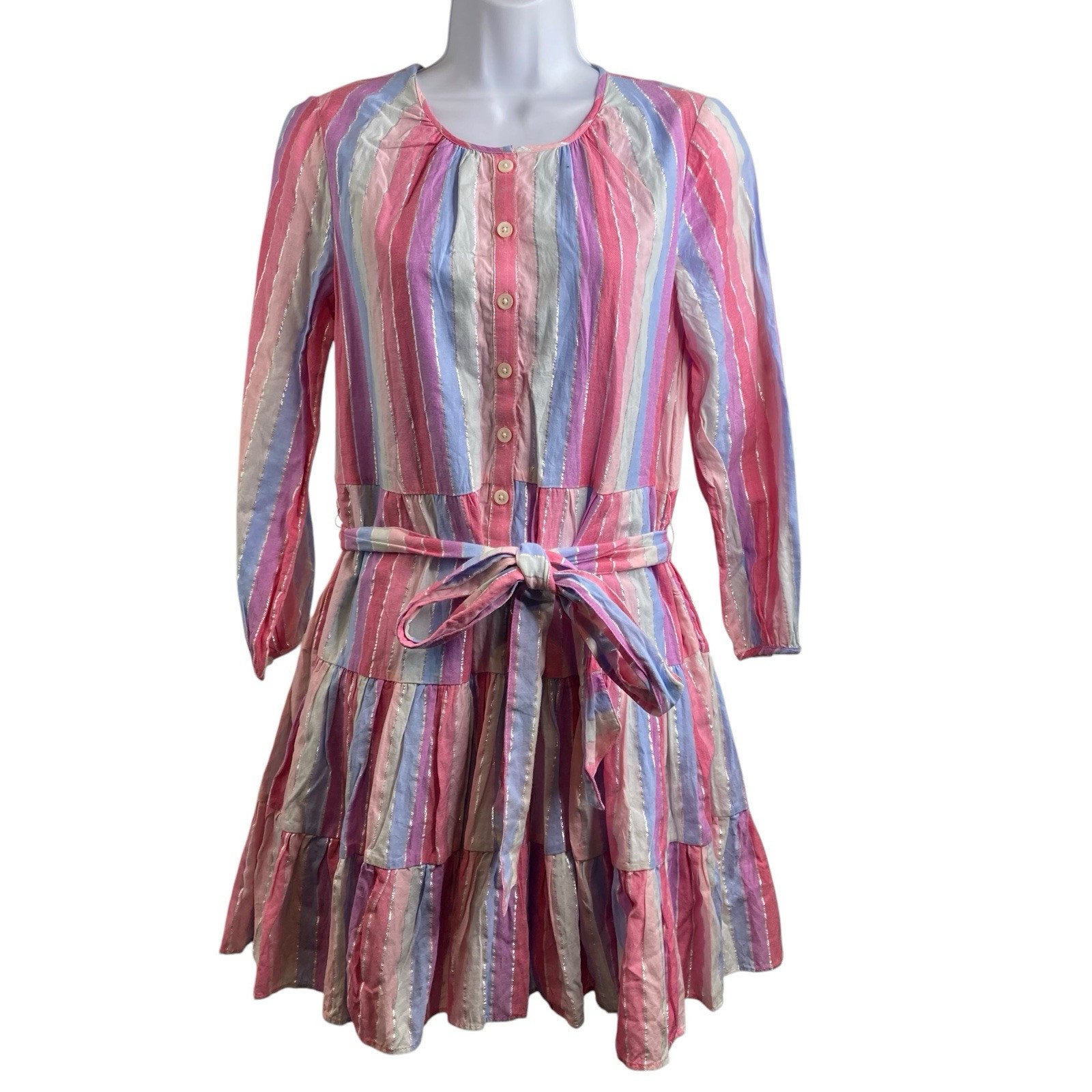 J Crew Pastel Veda Mini Dress Size XS Coquette Preppy Girl Next Door Sherbet