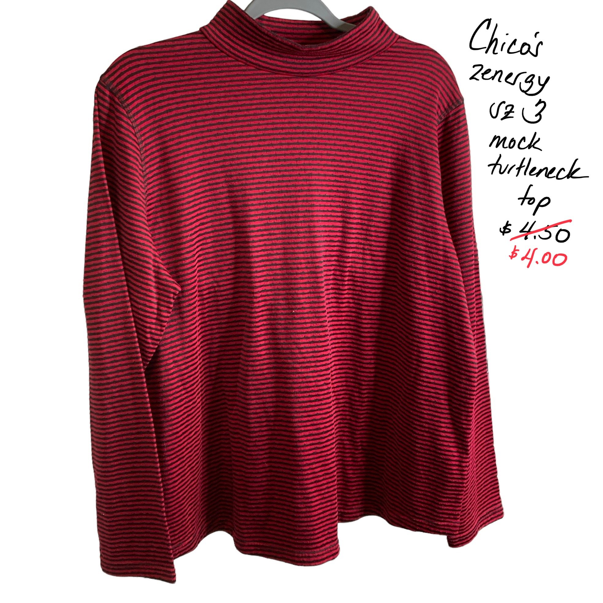 Chico’s Zenergy Mock Turtleneck Top Sz 3