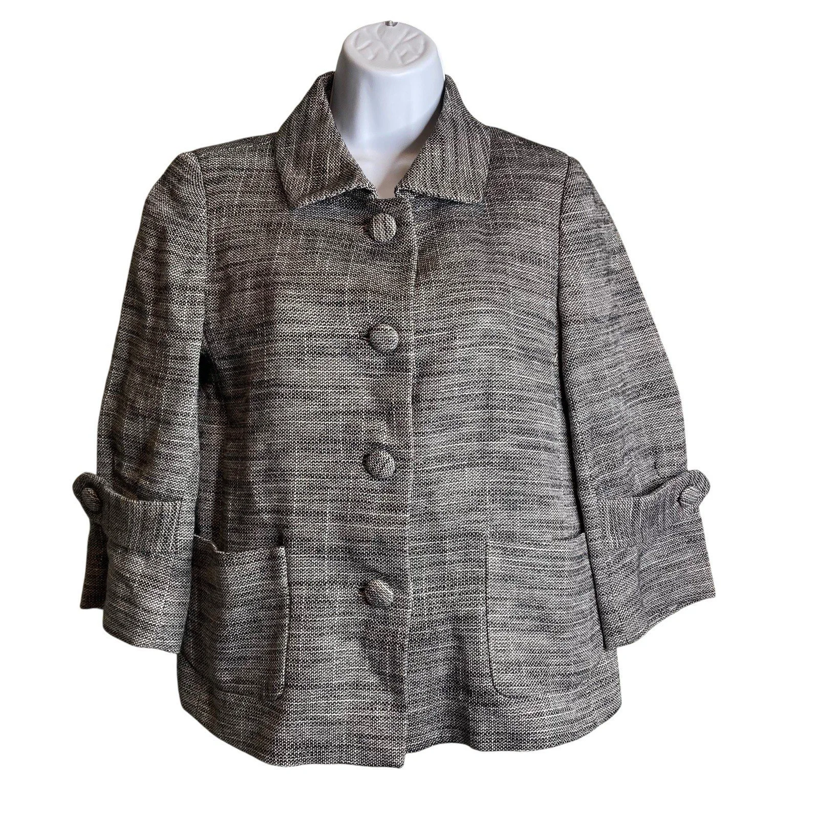 J Crew Women's Waverly Gray Tweed Knit Jacket Size 4 Old Money Career Classic