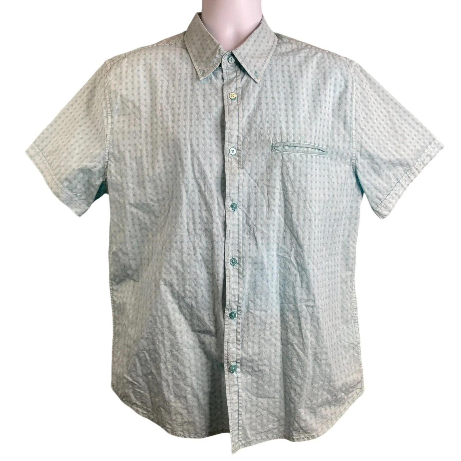 Desigual Mens Regular Fit Shirt Sz XL Short Sleeve 100% Cotton Embroidered