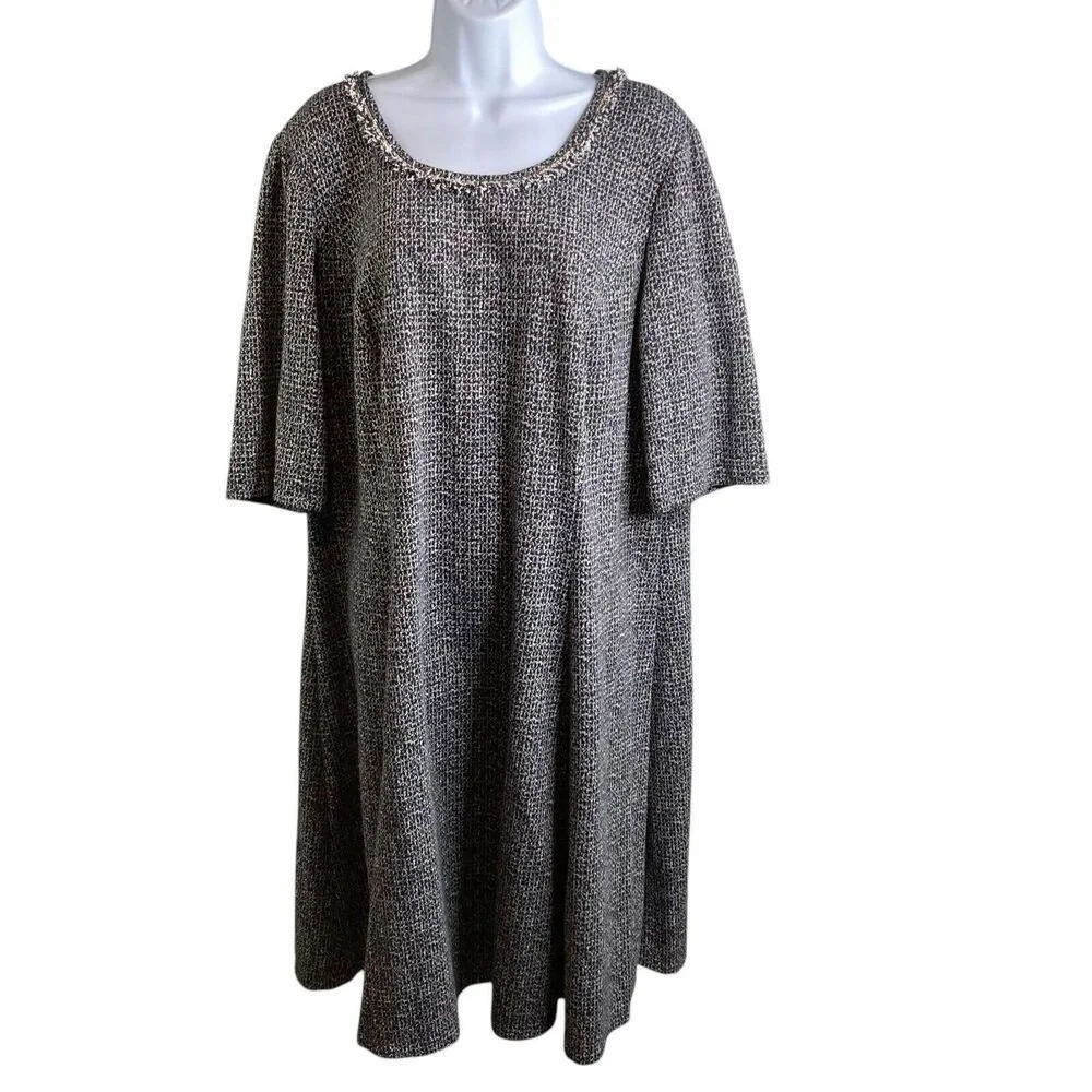 Vintage Signature by Robbie Bee Women's Gray Shift Classic Midi Dress Size 3X