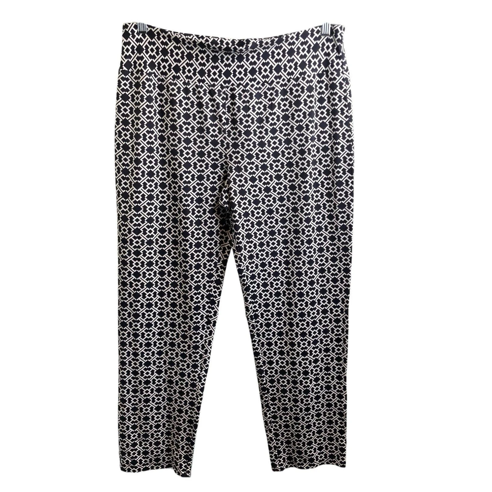 J McLaughlin Women's Black Print Catalina Cloth Pants Size 14 Travel Preppy
