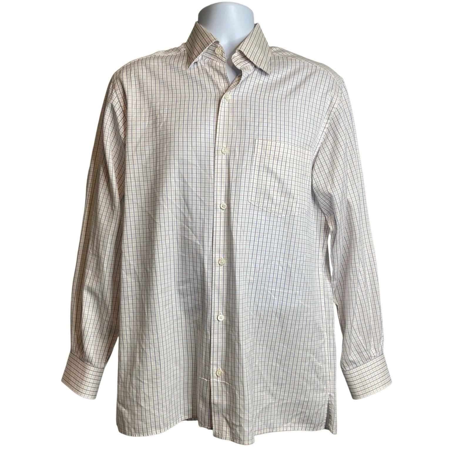 Ermenegildo Zegna Men's Checkered Button Down Shirt Est. Size 44 Old Money