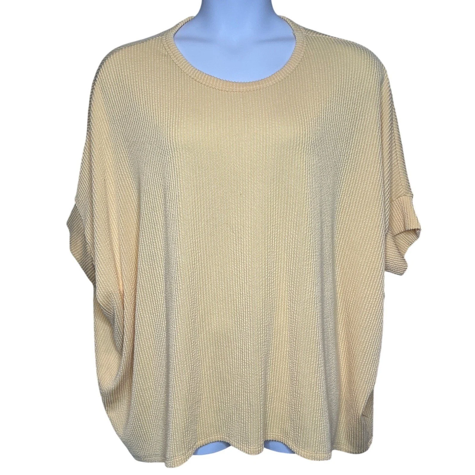 ANDRÉE BY UNIT Womens Butter Yellow Ribbed Knit Dolman Sleeve Top Size 1X/2X