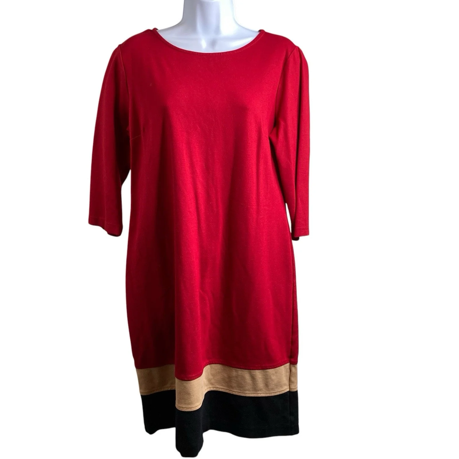 Talbots Red Colorblock Dress Size 12P Career Old Money Classic Well Tailored