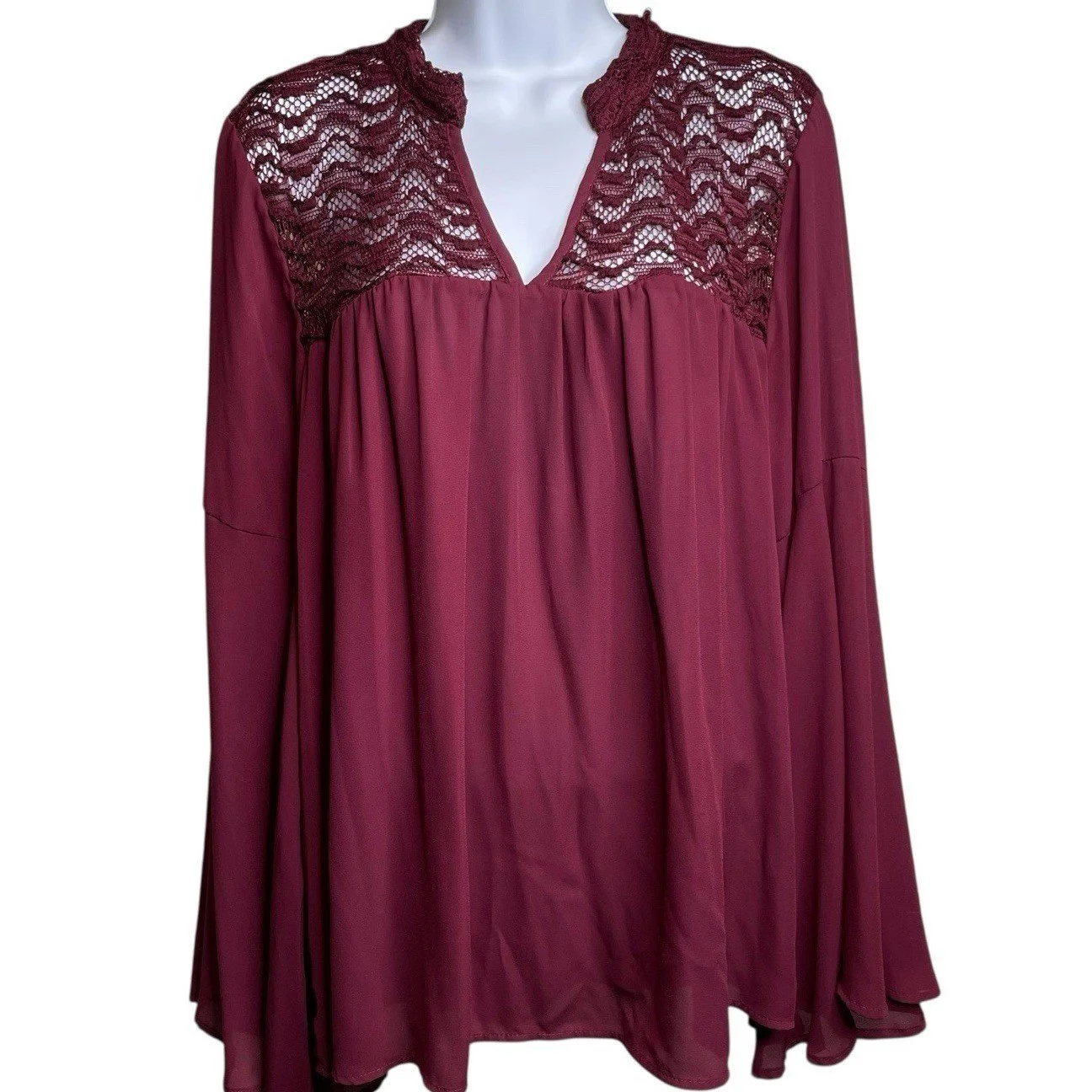 Charlotte Russe Women's Burgundy Lace Top Size 2X Whimsigoth Y2K Fairy Grunge