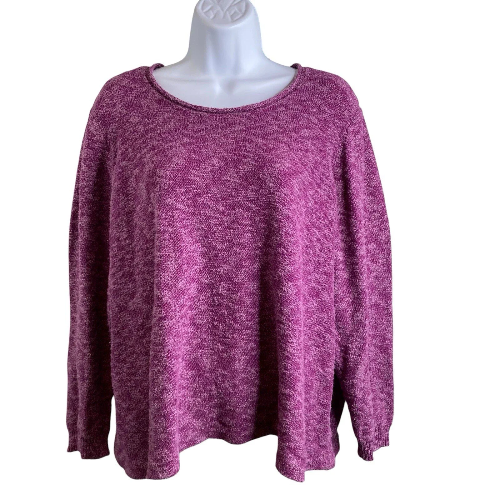 LOGO Lori Goldstein Women's Pink Sweater Size 1X Cozy Preppy Casual Pullover