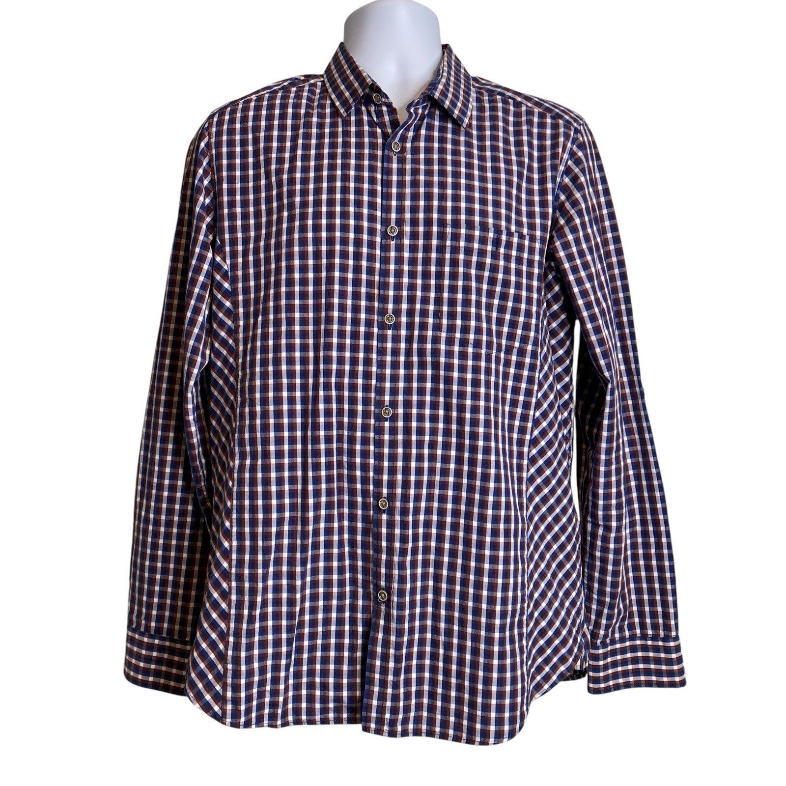 Ted Baker Men's Plaid Long Sleeve Button Up Shirt Size 40 Large Old Money Career
