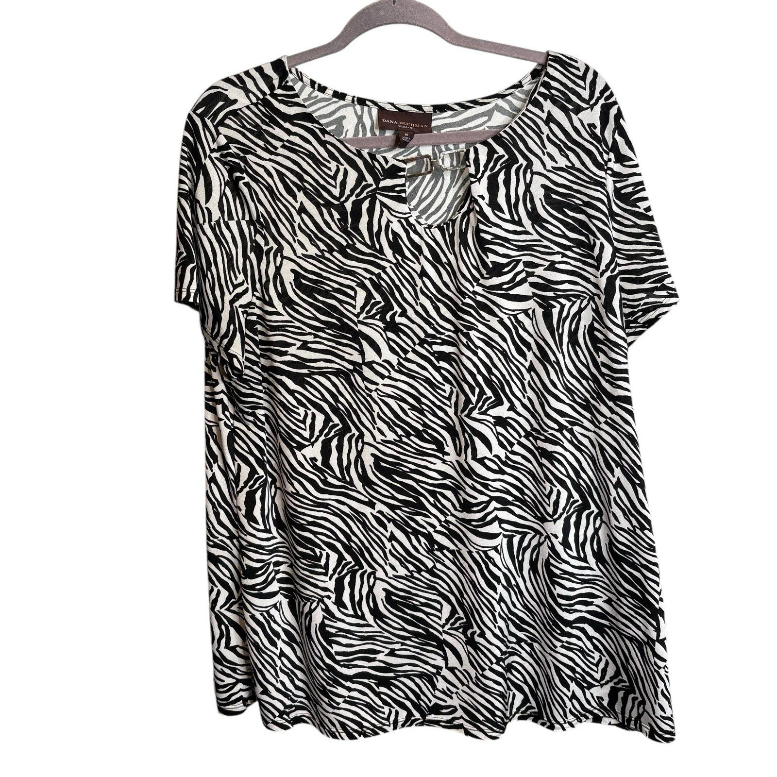 Dana Buchman Women's Zebra Blouse Size 1X Career Office Professional Stretchy