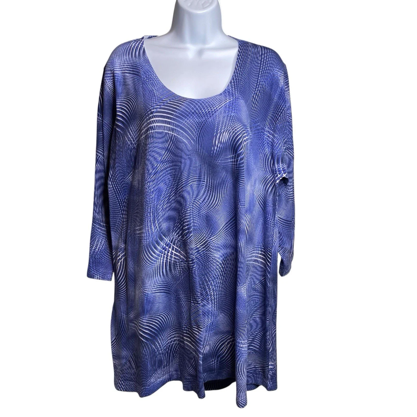 Nally & Millie Women's Modern Geometric Print Tunic Top Size 1X Flowy Lagenlook