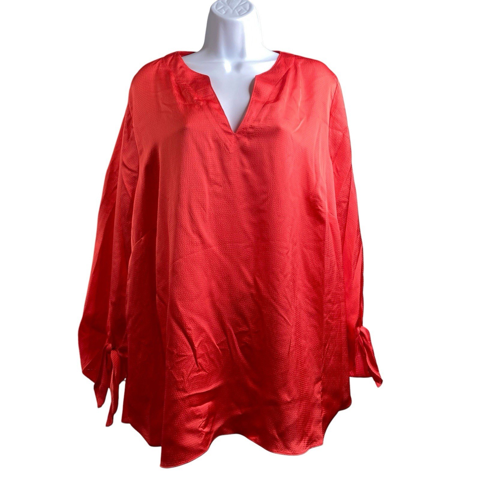 Michael Michael Kors Women’s Orange Flowy Boho Top Size 2X Tie Sleeves Beachy