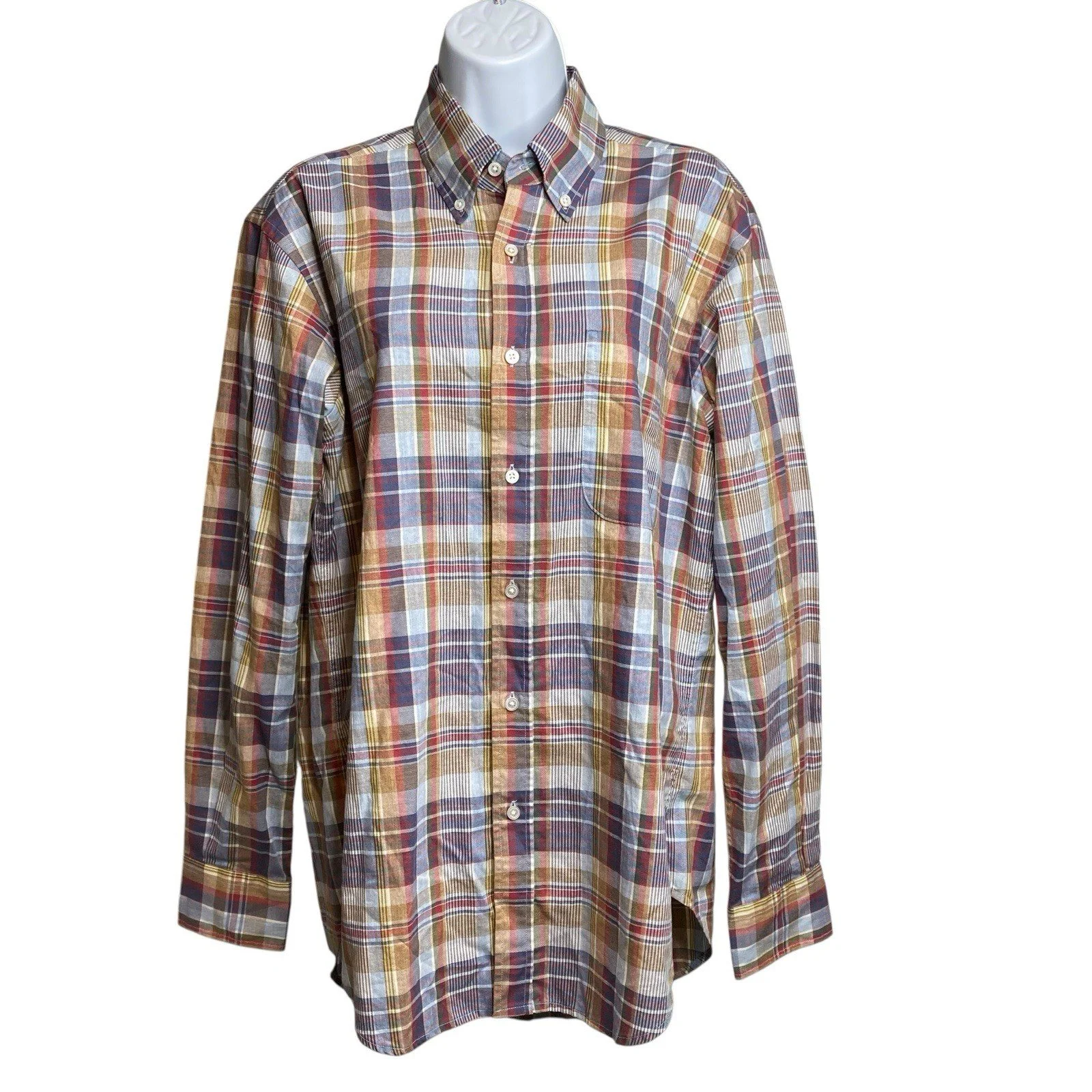 J McLaughlin Men's Multicolored Plaid Button-Up Shirt Size S Preppy Old Money