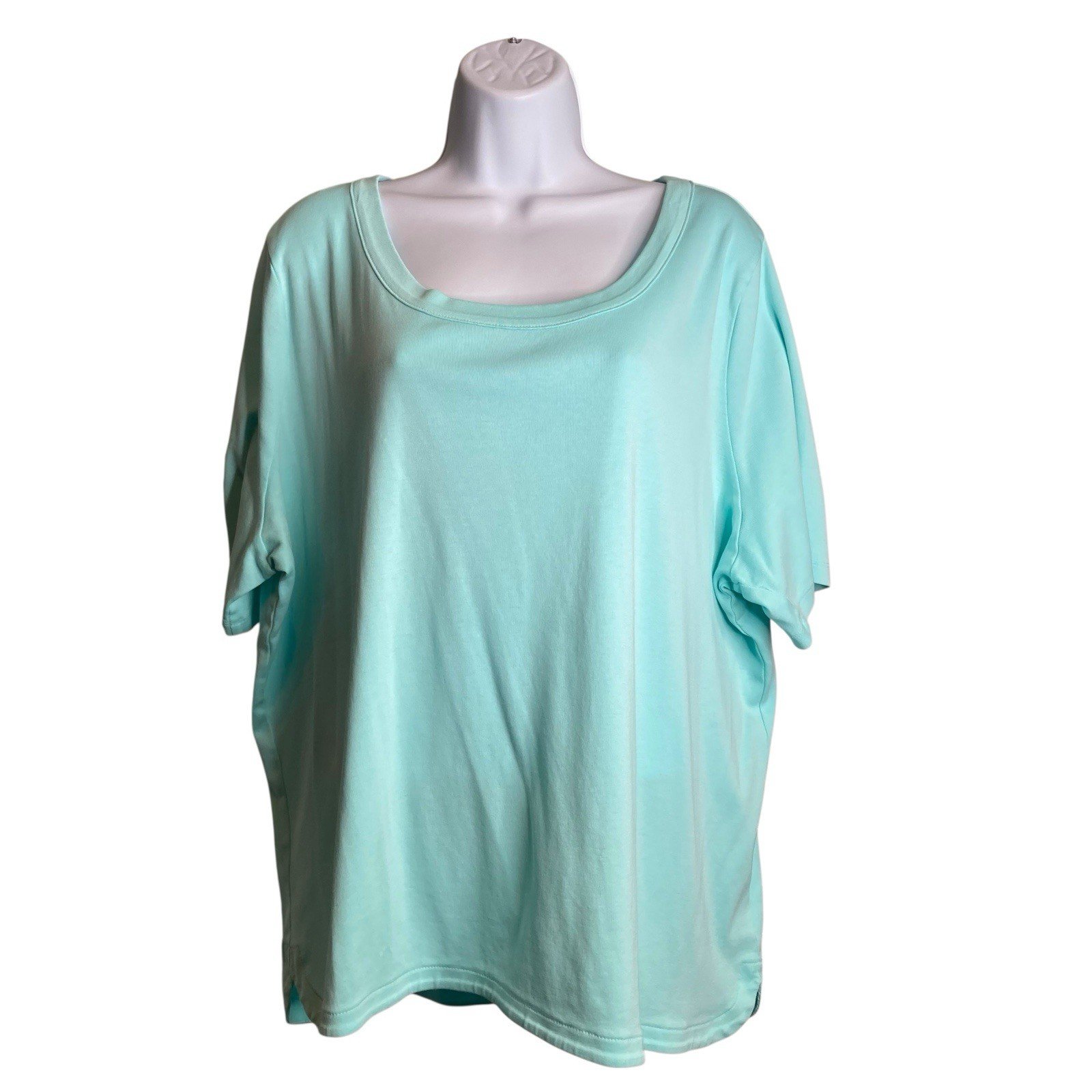 Talbots Women's Blue Pima Cotton Top Size 3X Coastal Flowy Preppy Airy Breezy