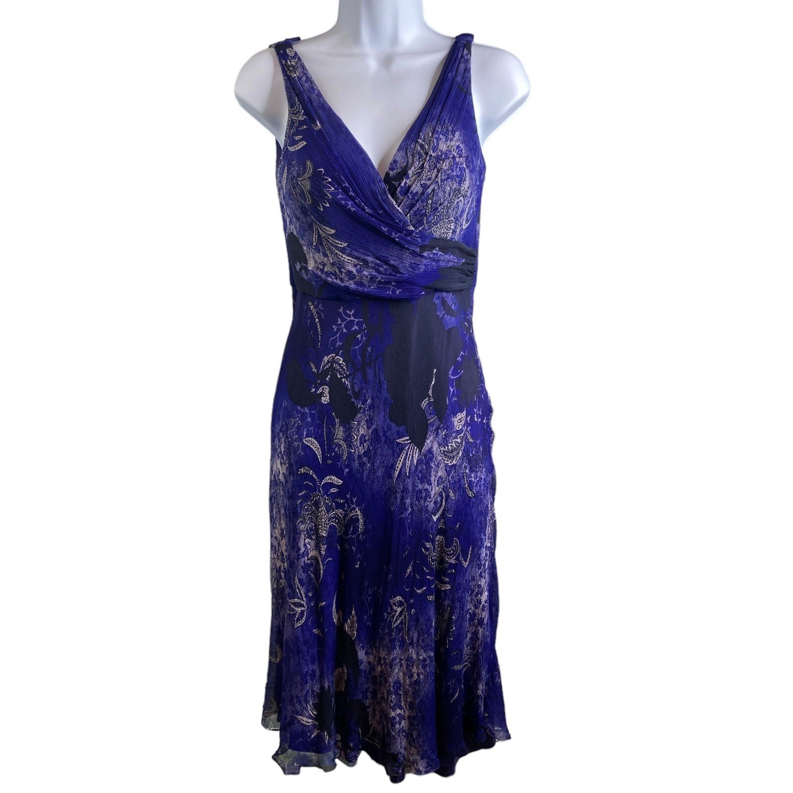 Elie Tahari Women's Purple Reilla Chiffon Faux Wrap Dress Estimated Size XS
