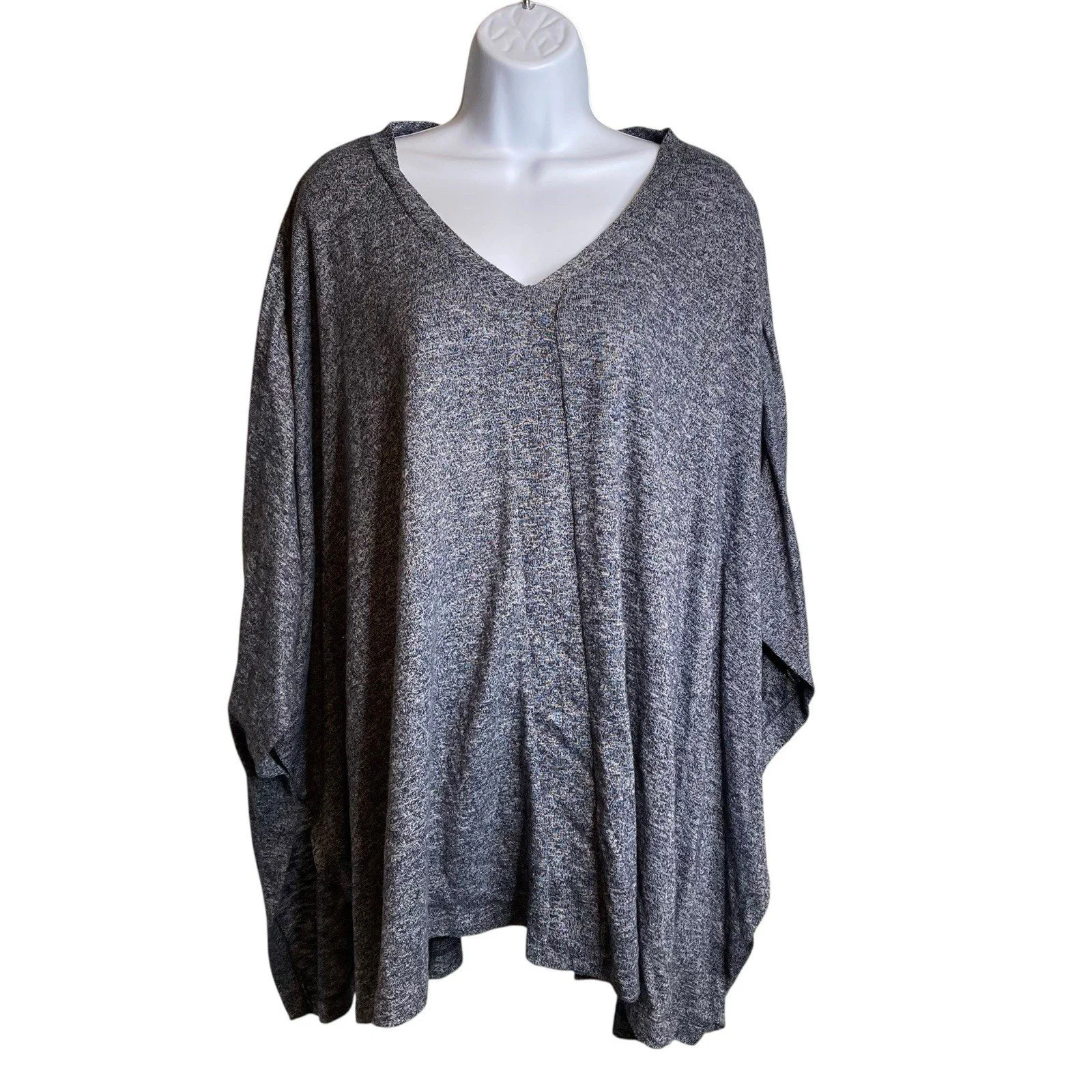 Talbots Women's Heathered Blue Oversized Knit Sweater Size 2X/3X Lagenlook Boho