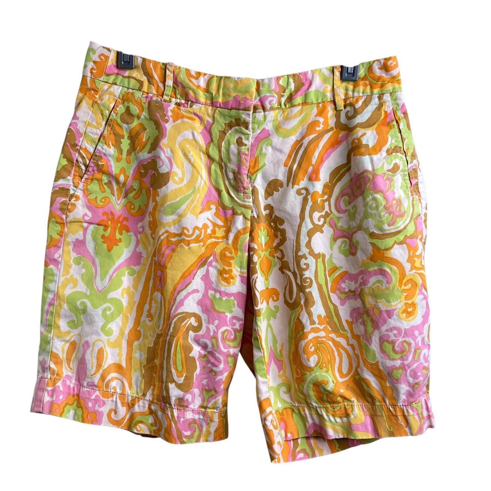 J Crew Women's Pastel Paisley Print Shorts Size 2 Preppy Beachy Low Rise Boho