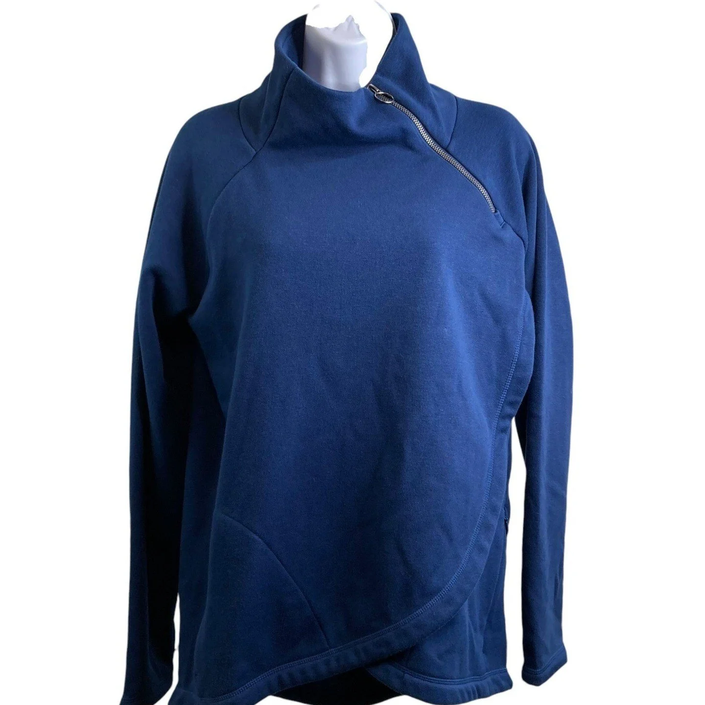 Athleta Women's Stretchy Blue Athleisure Side Zip Long Pullover Top Size S