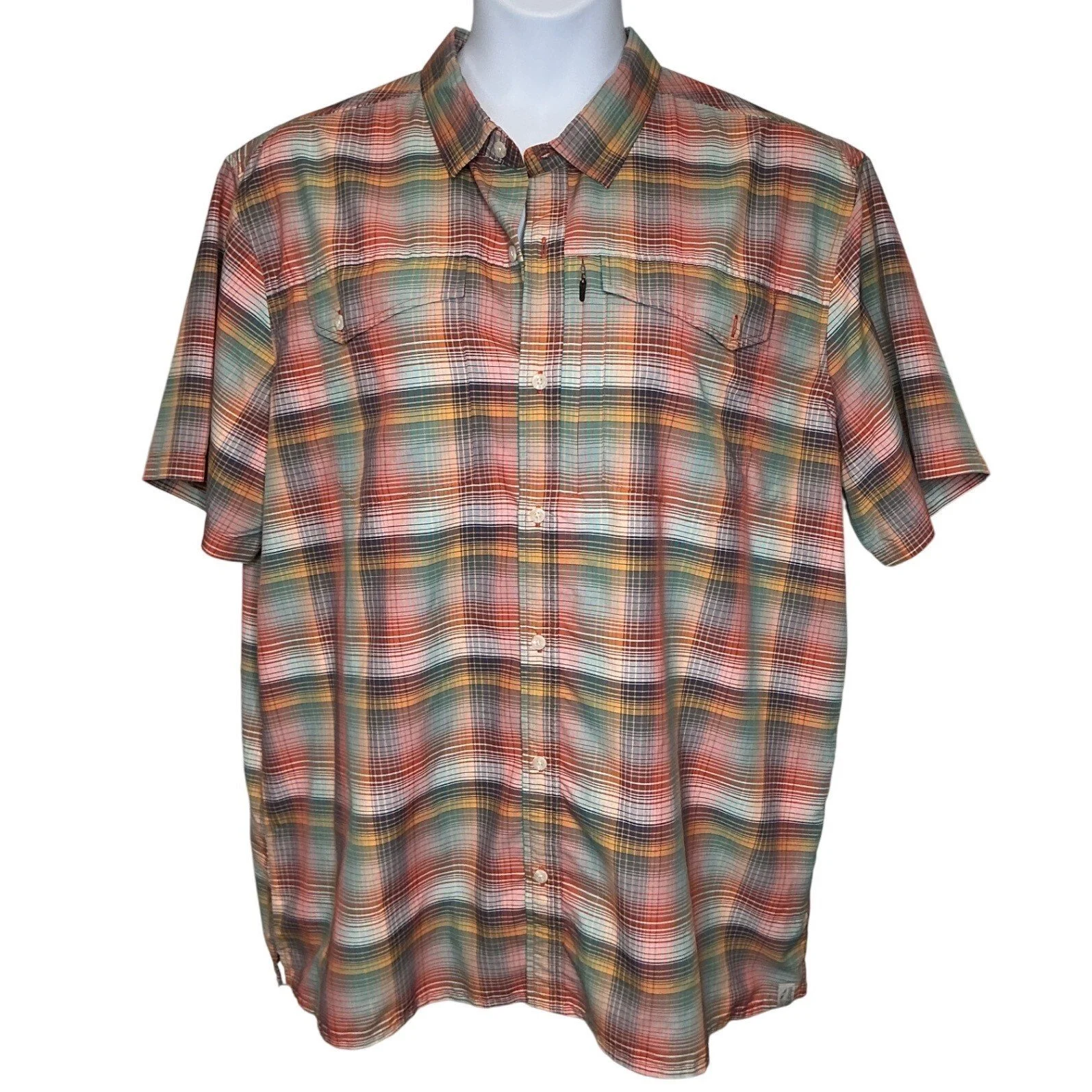 LL Bean Mens Plaid Short Sleeve Button Up Shirt Size XXL Outdoor Casual Rugged