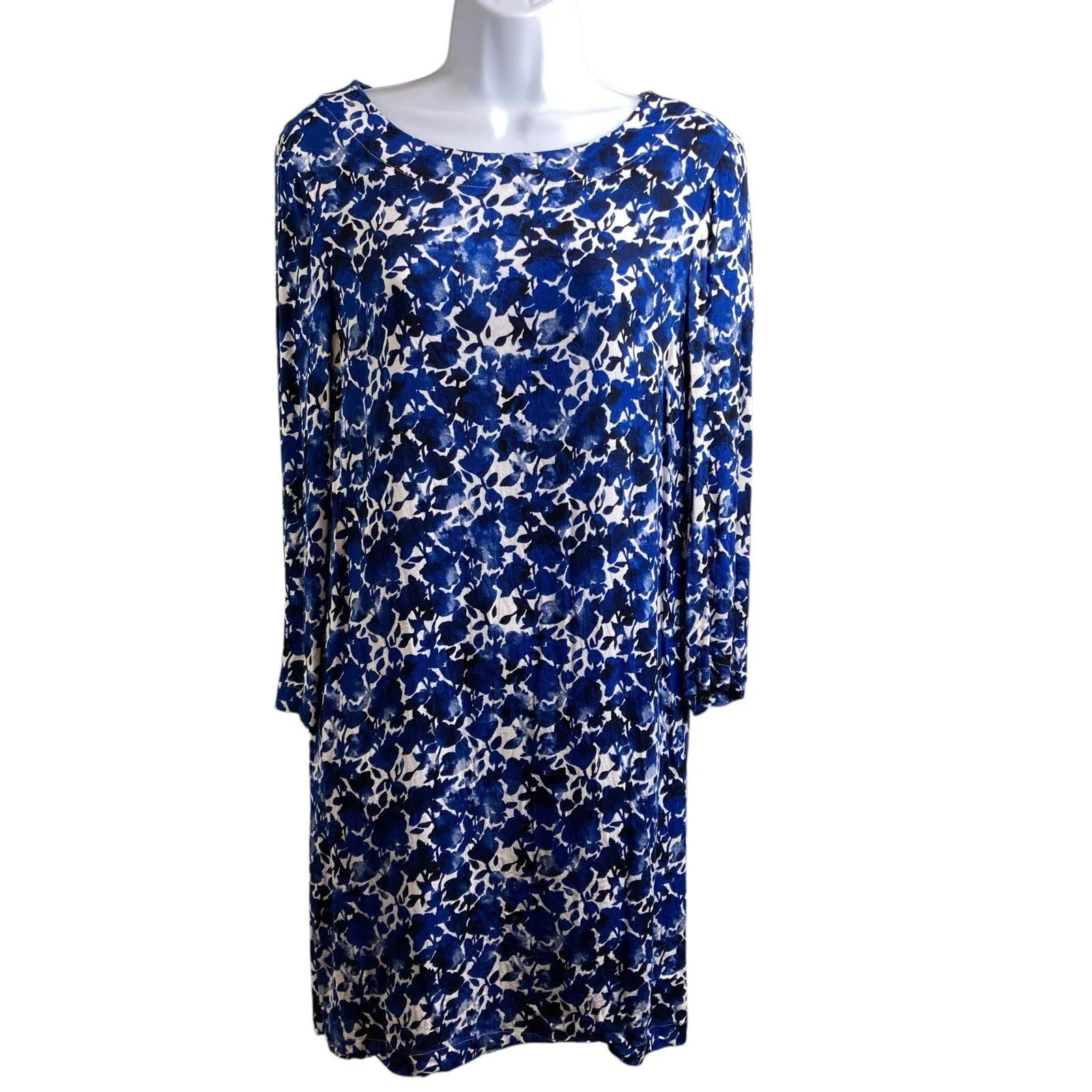 J Crew Women's Blue Floral Print Shift Dress Size M Cottagecore Fairy Career