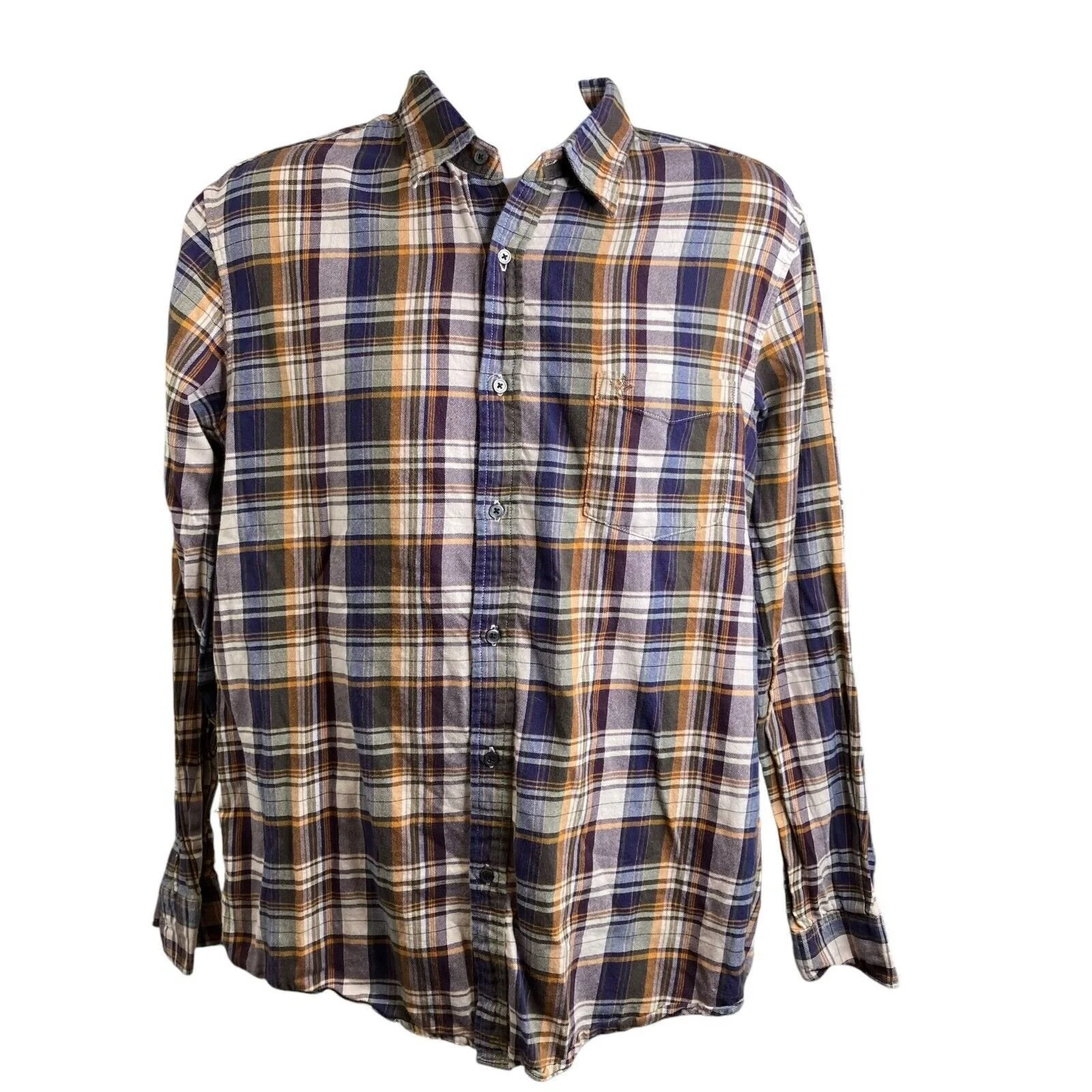 AG Shirts Men's Cotton Multicolor Plaid Button-Up Top Size L Preppy Lightweight