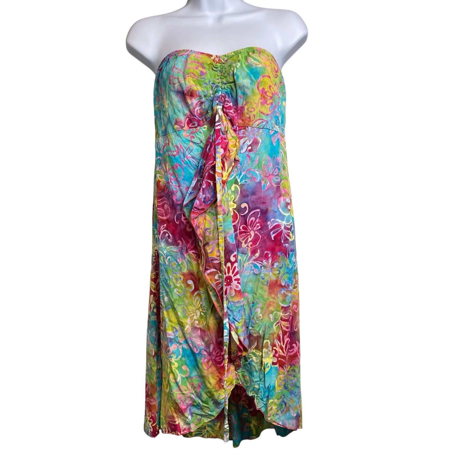 Hula Hula Hawaii Women's Floral Tropical Print Strapless Dress One Size Aloha