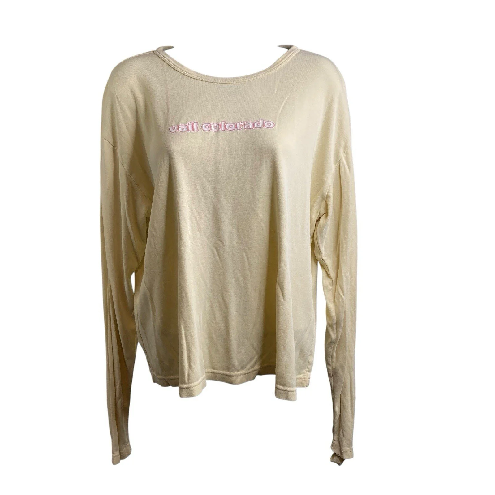 Vail Colorado Womens Yellow Long Sleeve T-Shirt Size XL Ski Resort Alpine Bougie