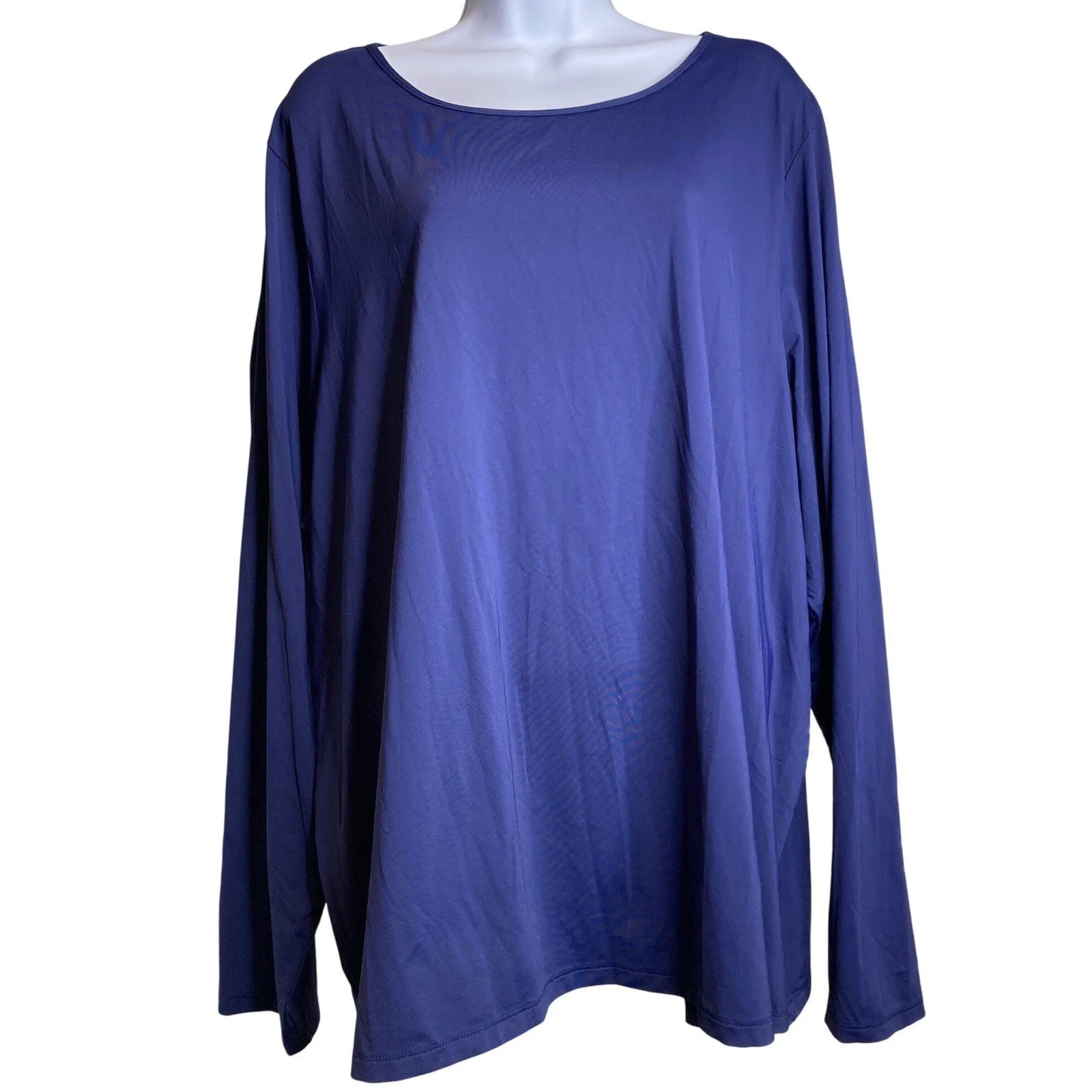Lands End Women's Long Sleeve Blue Top Size 3X Stretchy Lagenlook Casual Basics