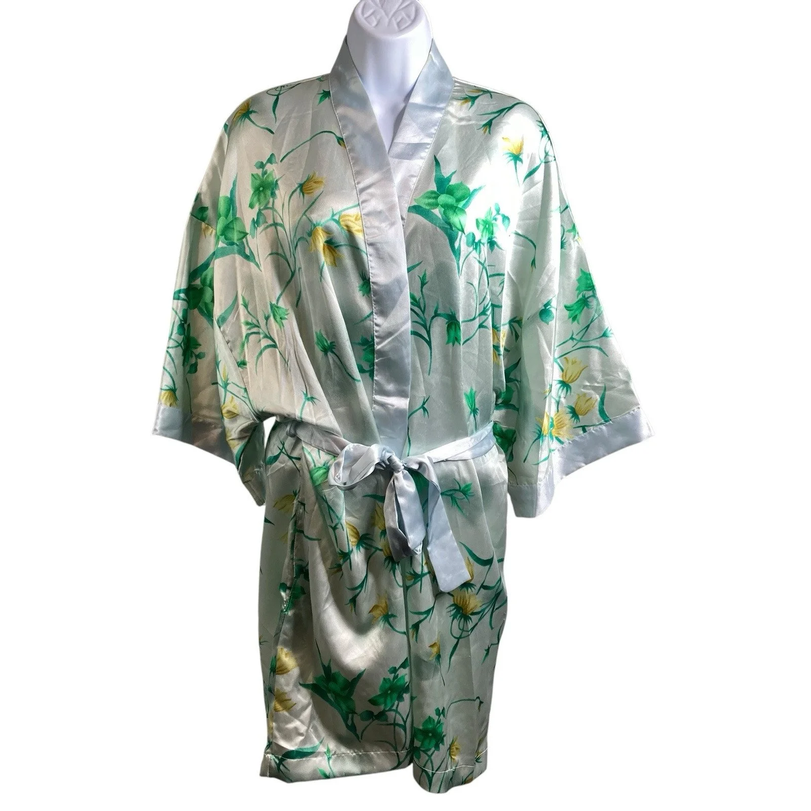 Vintage Sante Classics Tie Front Kimono Robe Size 1X Retro Floral Vibe Coquette