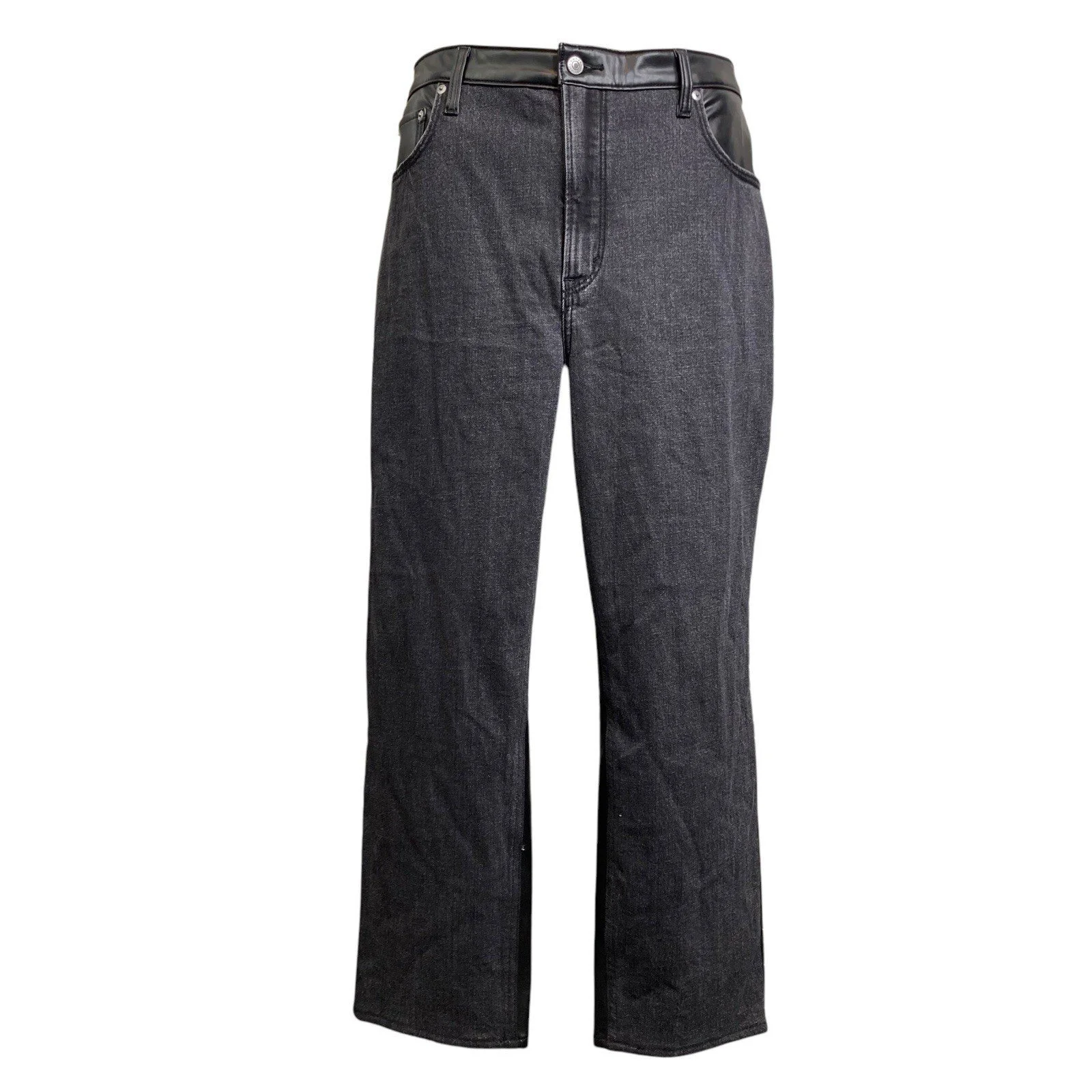 NWT Abercrombie & Fitch Straight Leg Vegan Leather Ultra High Rise Jeans 34