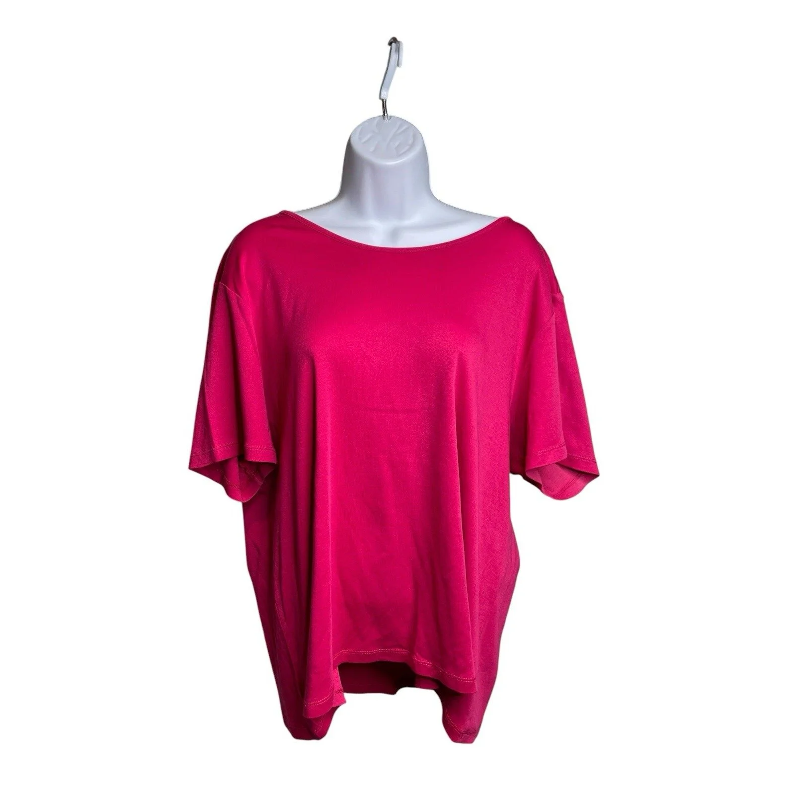 LL Bean Women's Hot Pink Supima Cotton Casual Top Size 1X Preppy Classic Staple