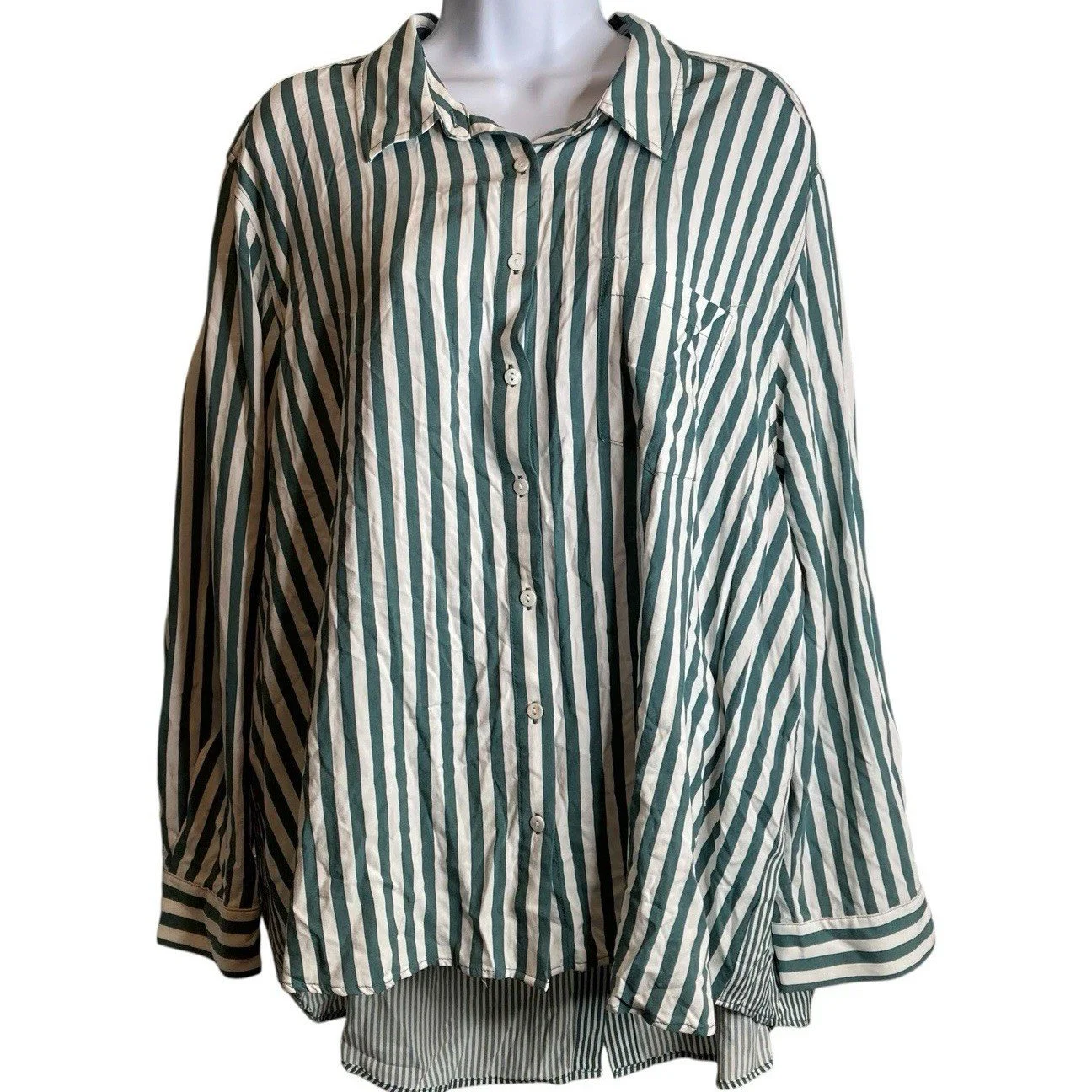 Jane + Delancey Women’s Vertical Stripes  Button Up Shirt Size 2X Career Preppy