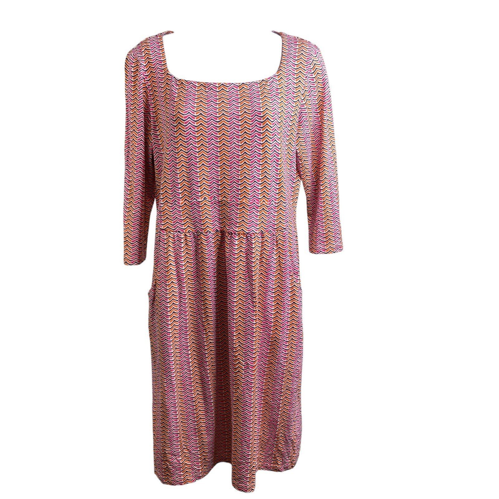 J McLaughlin Women’s Pink Chevron Dress Size M Catalina Cloth Preppy Old Money