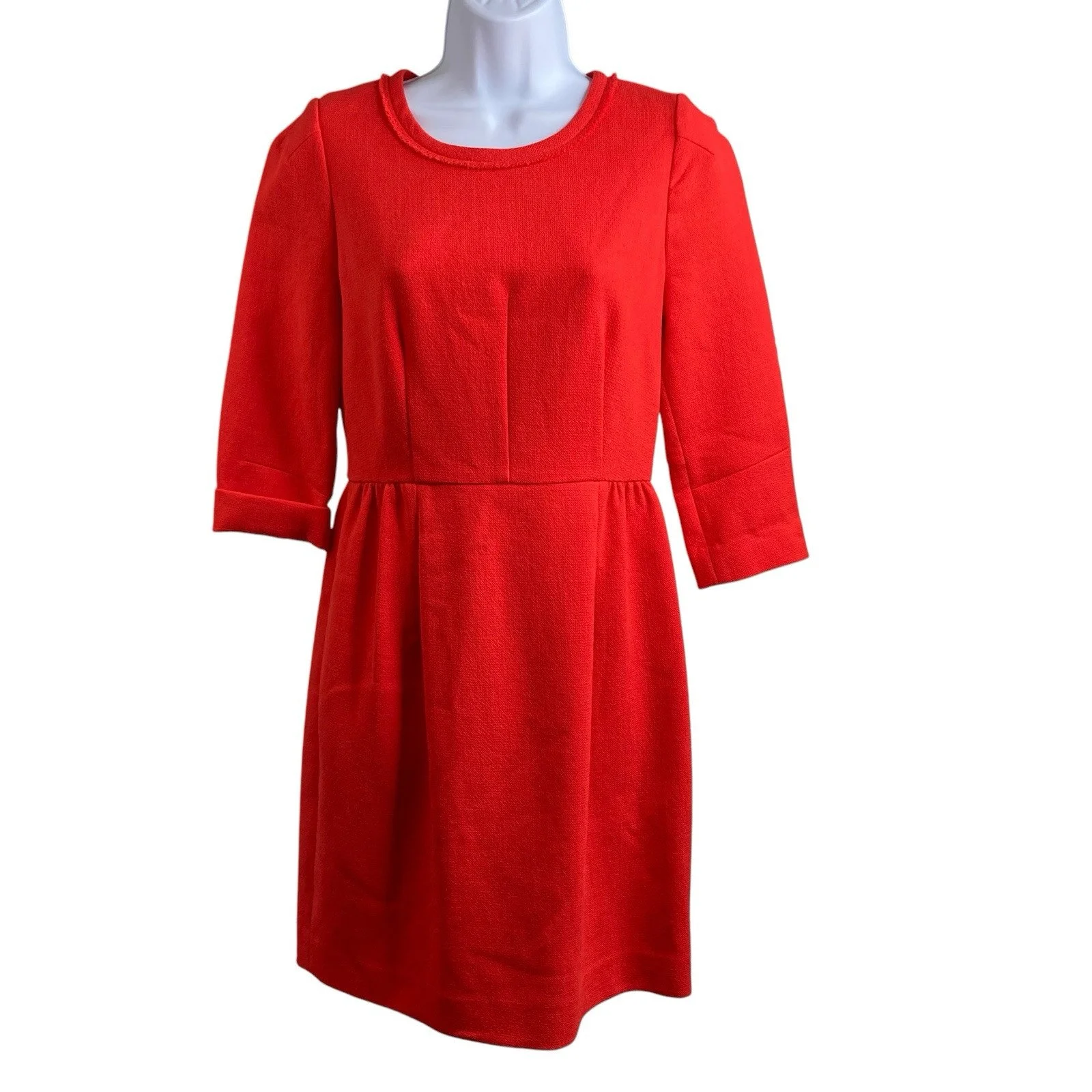 J Crew Orange Wool Teddie Dress Size 2 Timeless Classic Fit And Flare Proper