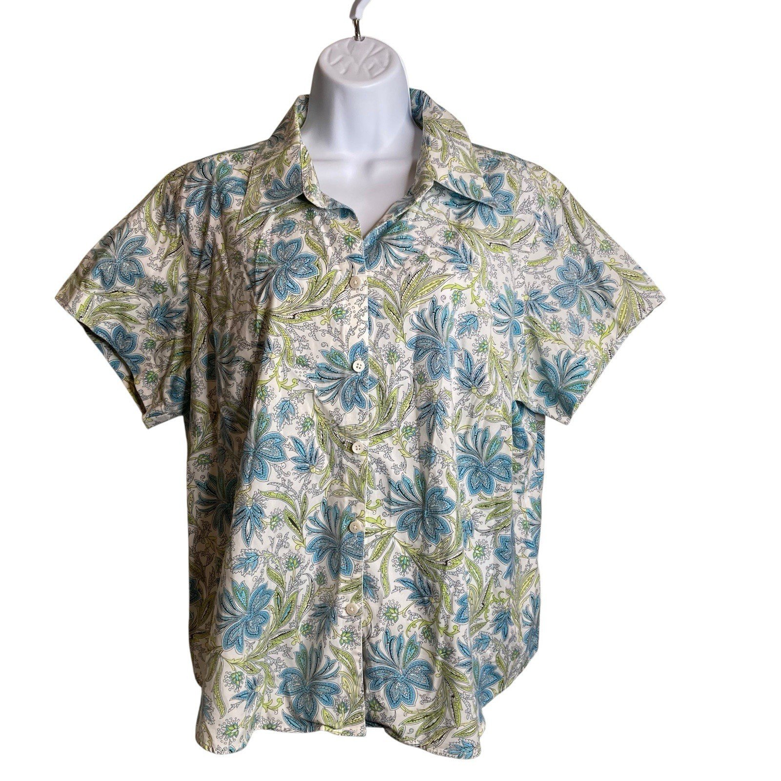 Talbots Women's Wrinkle Resistant Stretch Button Up Short Sleeve Shirt Size 16W
