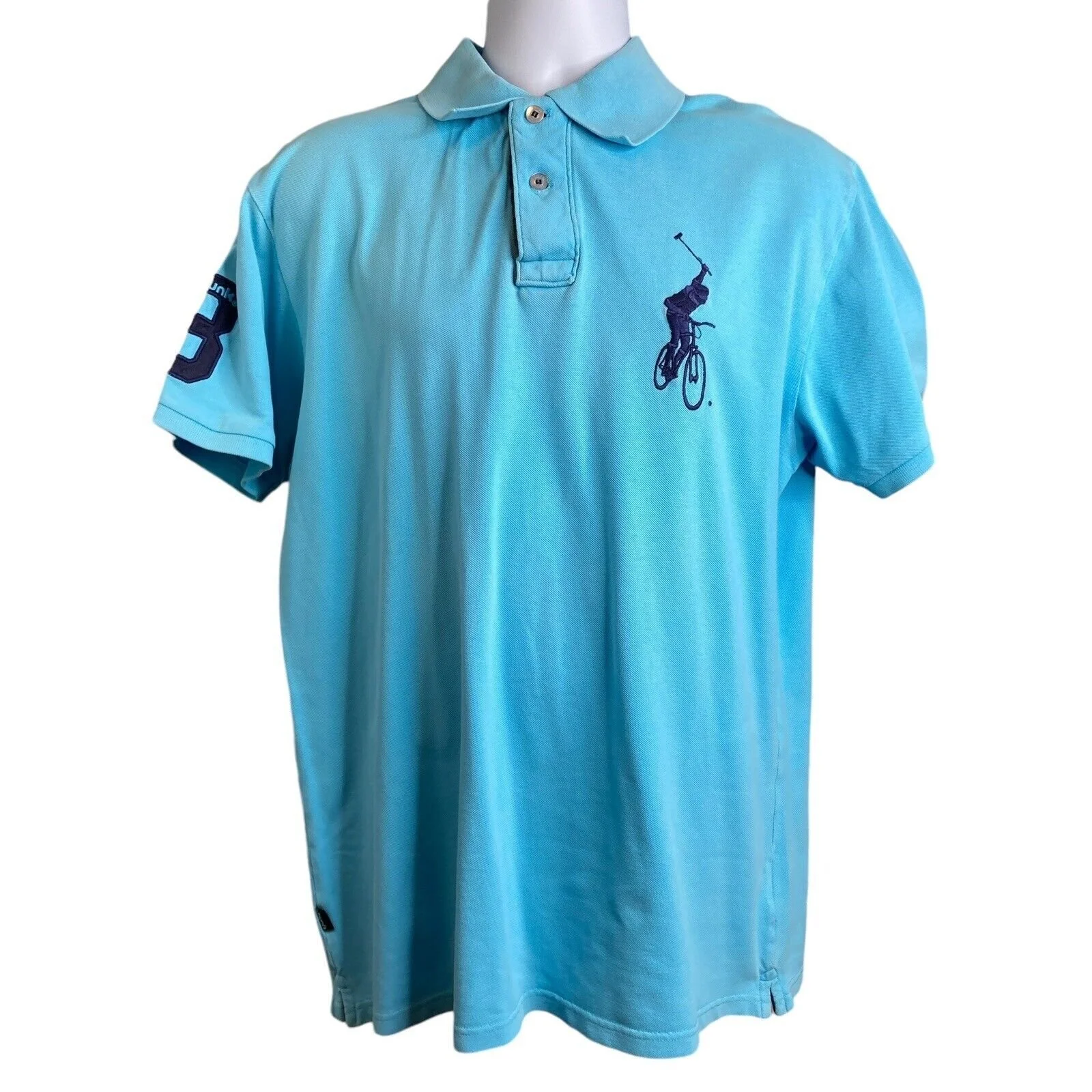 CHUNK Men’s Blue Bike Polo Shirt Sz XL British UK Cotton Lightweight Activewear