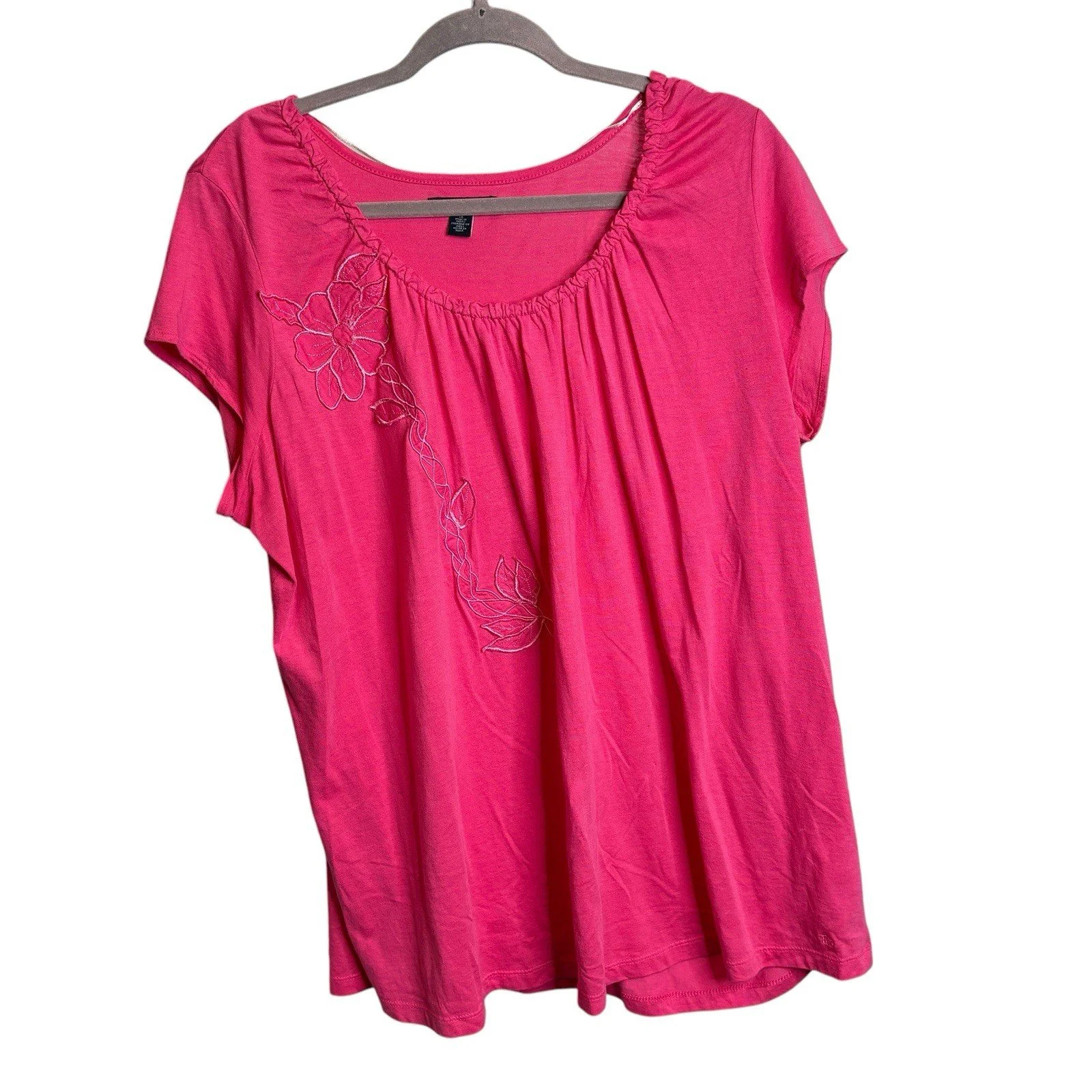 Tommy Hilfiger Women's Pink Floral Casual Top Size 1X Preppy Coastal Casual