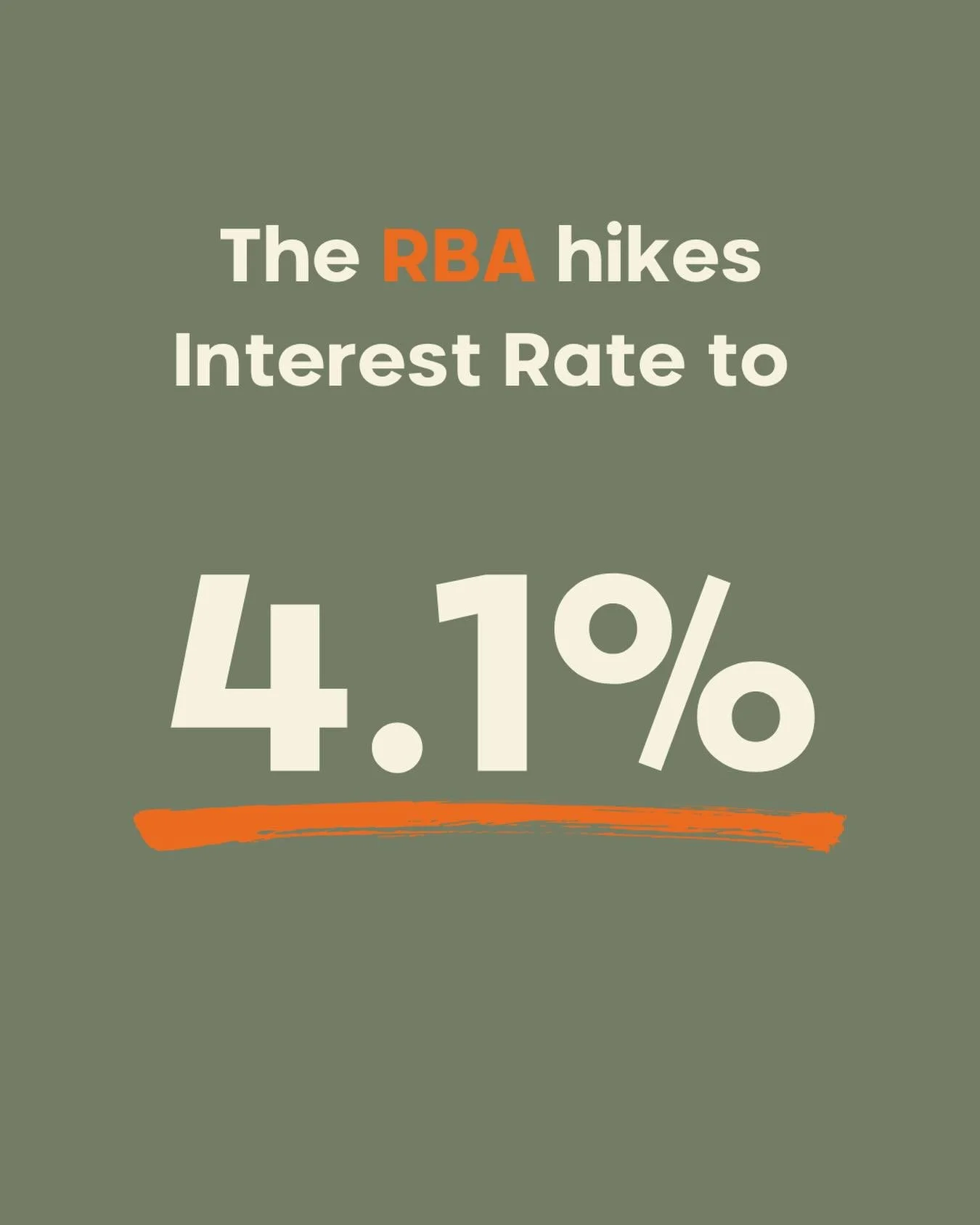 Today&rsquo;s RBA update 👇
 The cash rate has gone up by 0.25%, now sitting at 4.1% &mdash; the highest it&rsquo;s been in about eight months.

With things like global oil supply issues and rising fuel prices, inflation is still feeling the pressure