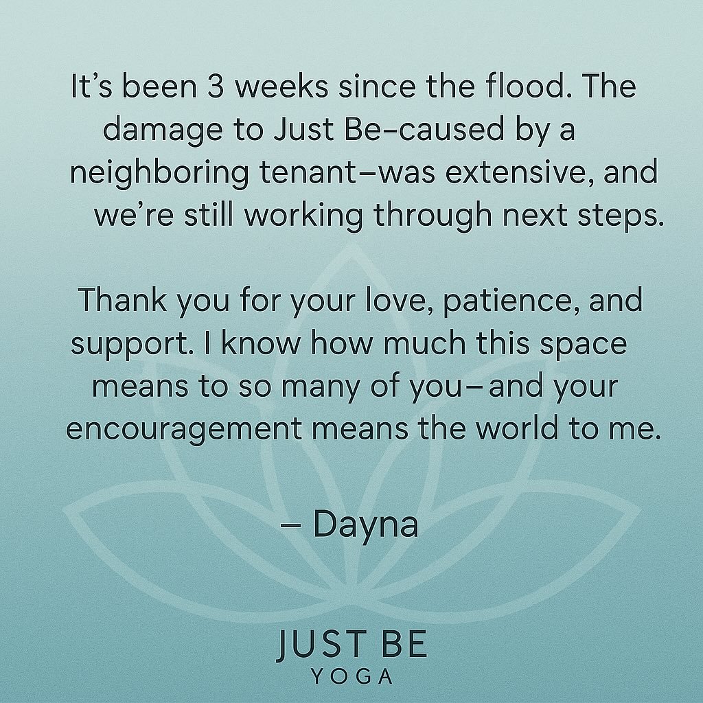 Just Be Yoga update! Please email Dayna at Dayna@justbeyoga.fit if you have any questions 🤍