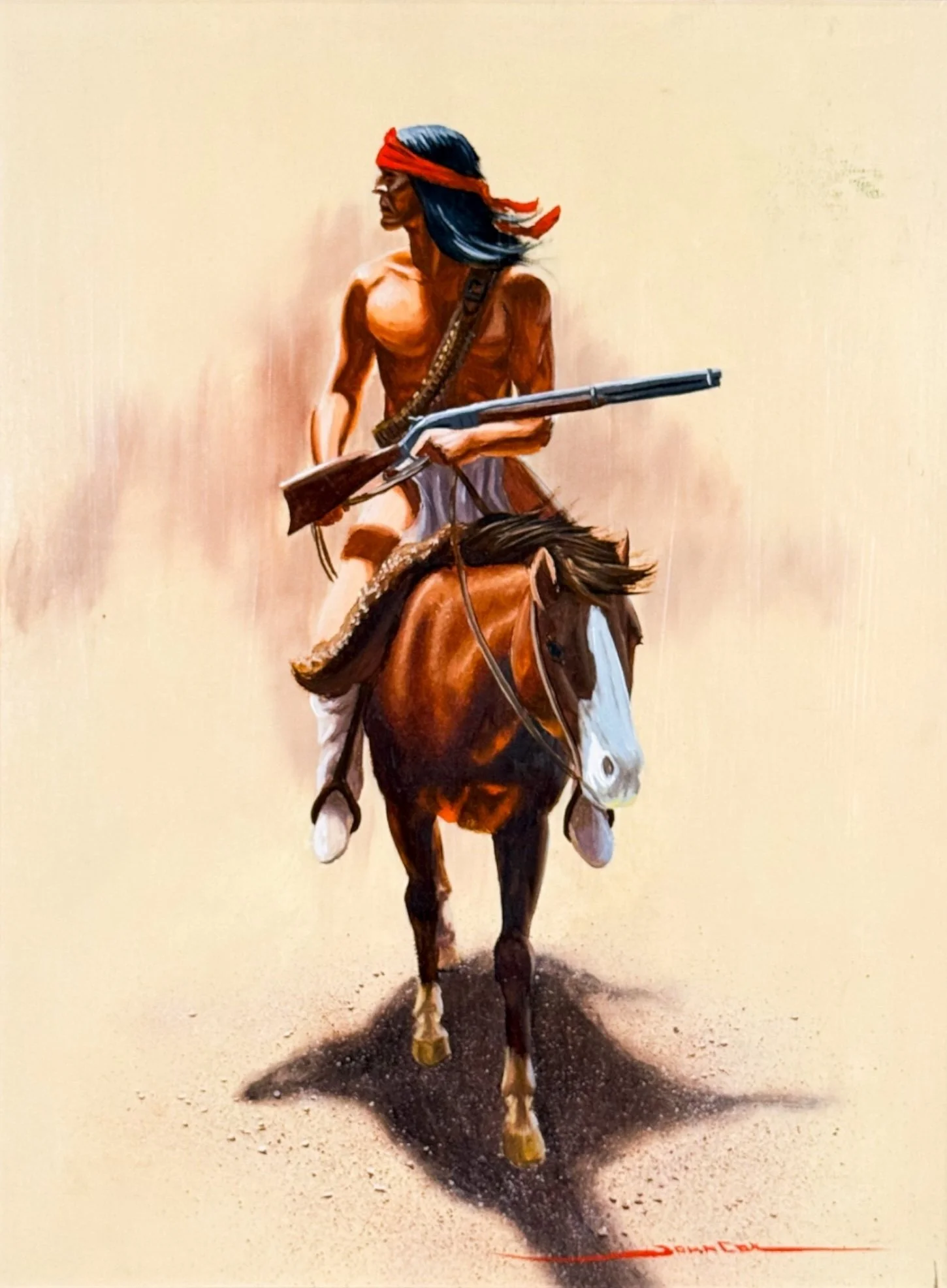 John Cox "Indian Brave on Horse"