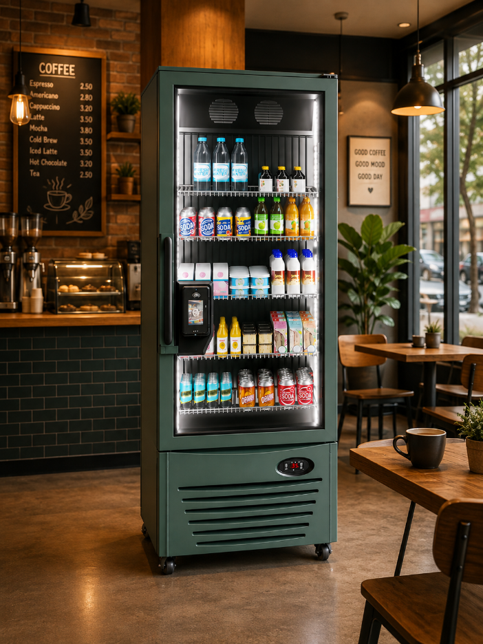 Modern cashless vending machine with touchscreen payment