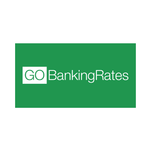 GO Banking Rates logo with green background and white text