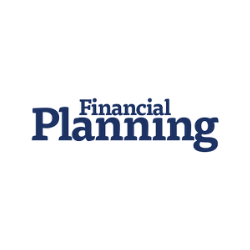 Logo with a black background and blue text reading 'Financial Planning'