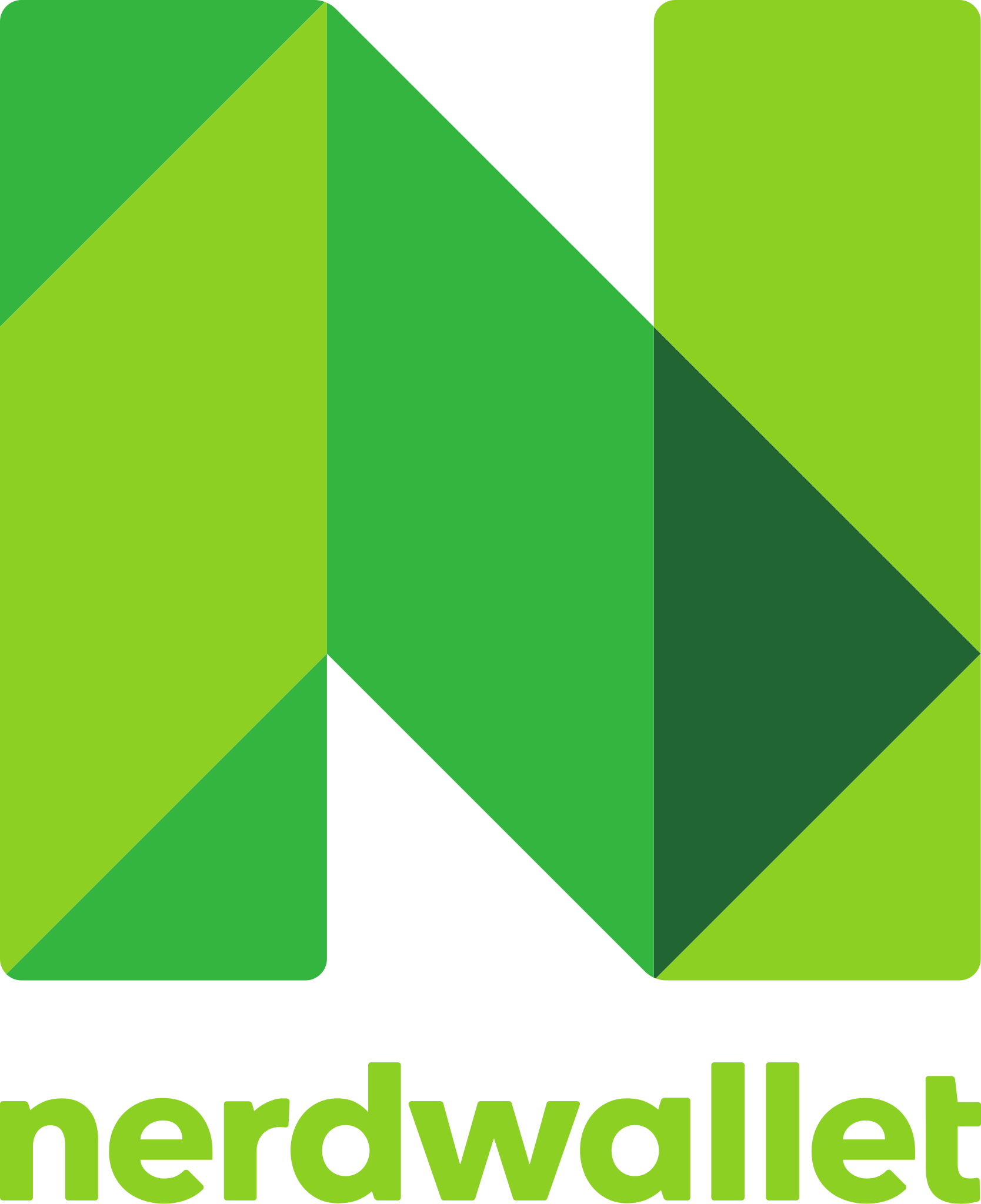 Green geometric logo with a large letter 'N' and the text 'nerdwallet' underneath.