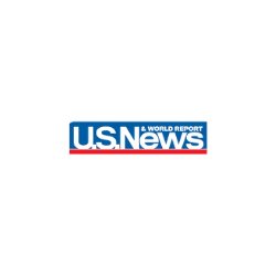 U.S. News logo with in blue, red, and white colors.