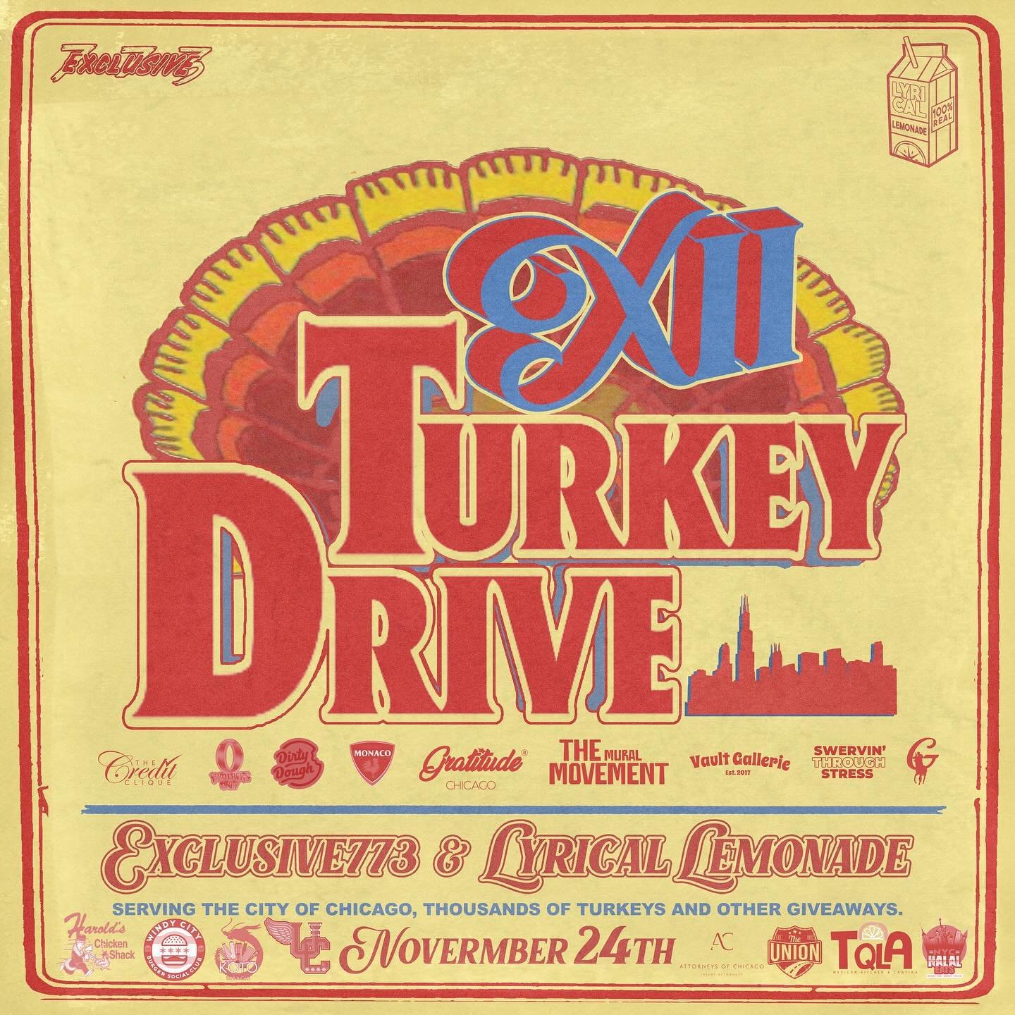 For 12 years I been feeding families all over Chicago. I wanna give a big shout out and thanks to @delilah1st @malcfox_  @colebennett for helping make this possible. Big shout out and thanks to all our sponsors and everyone who donated🦃&rsquo;s
We a