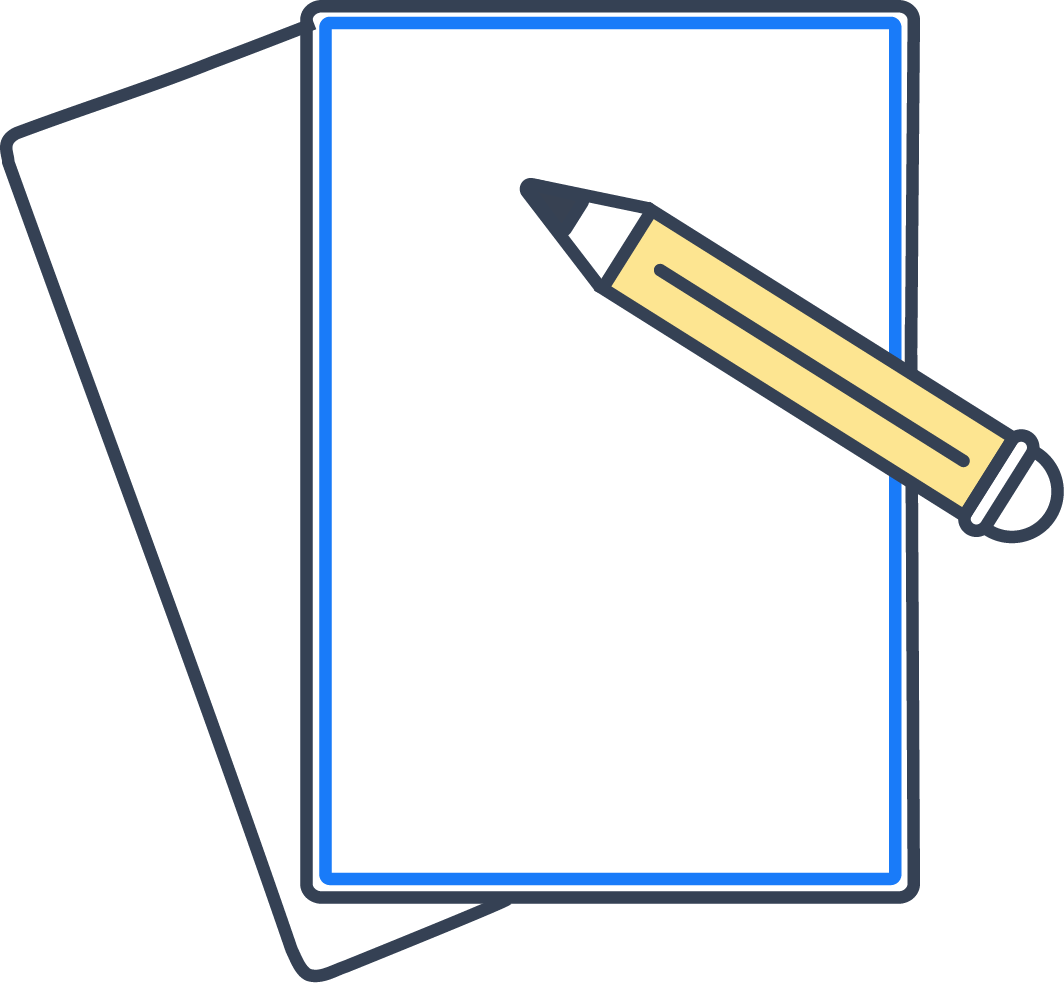 A stack of papers with a black background and a beige marker positioned on top of the front paper.