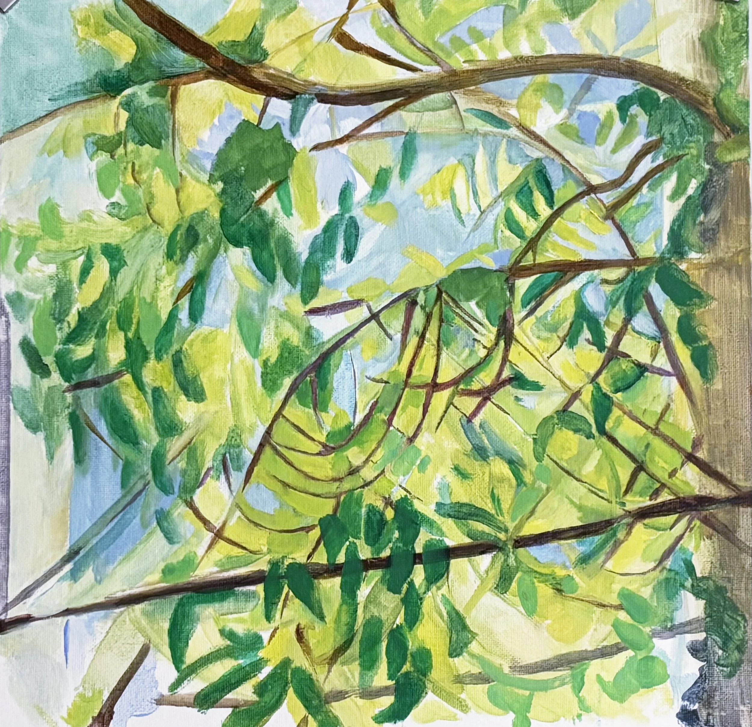 2026 Summer branches, oil 12" x 12"