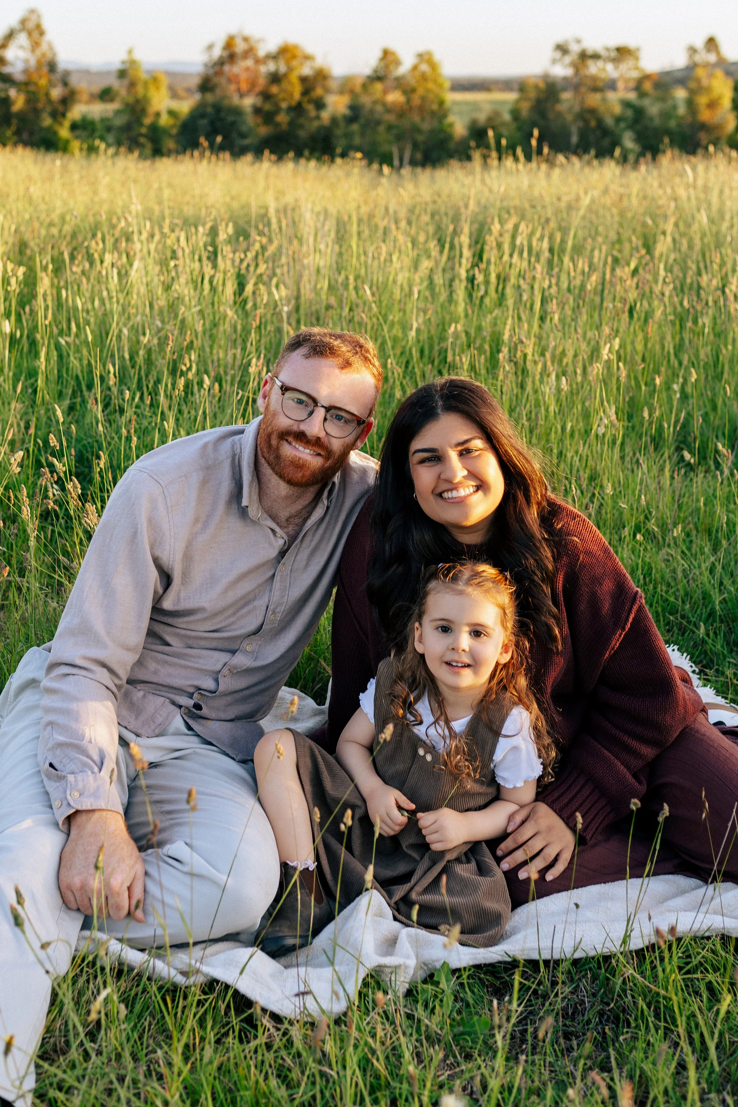 Family portrait captured during golden hour