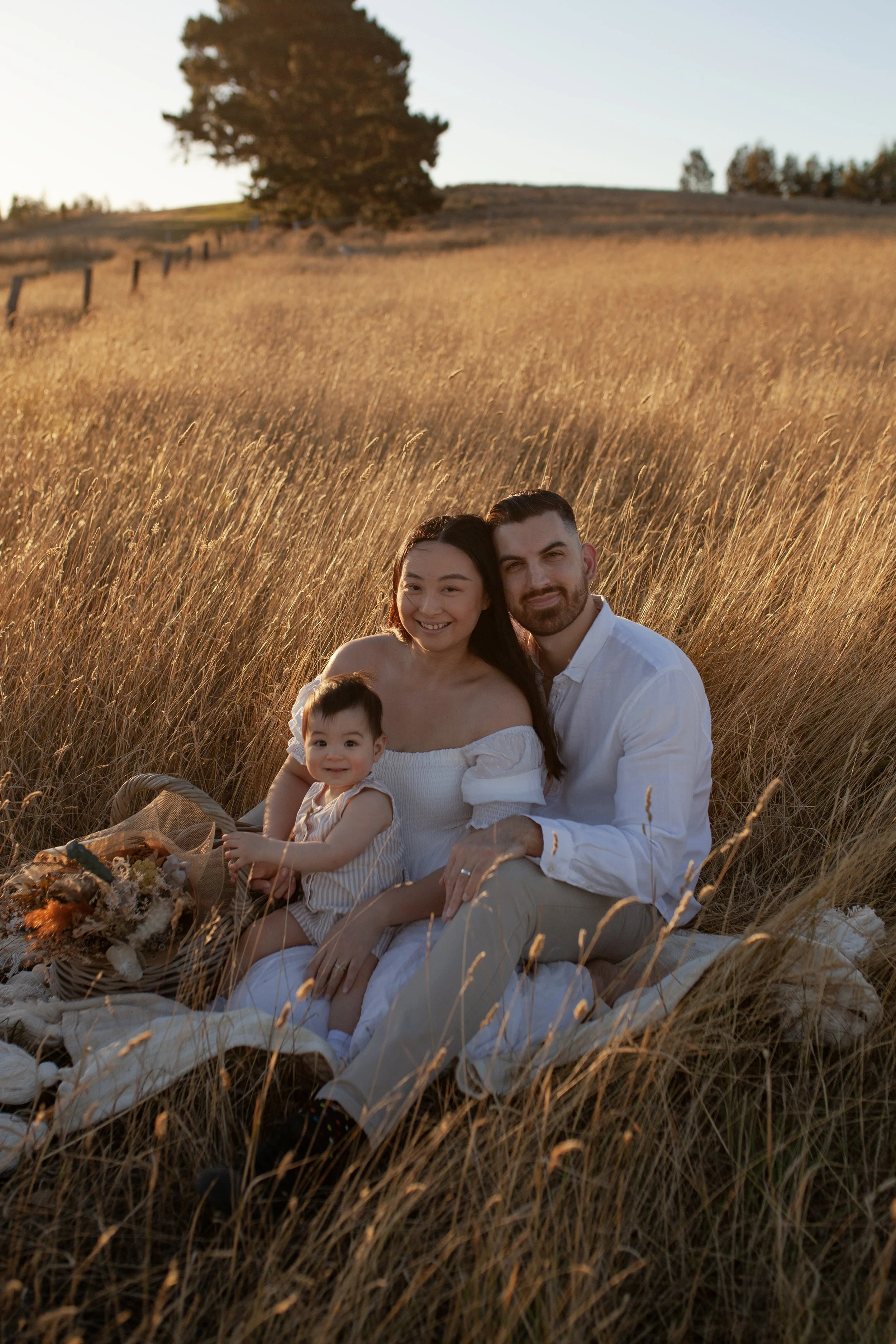 Smiling family sunset session in Melbourne